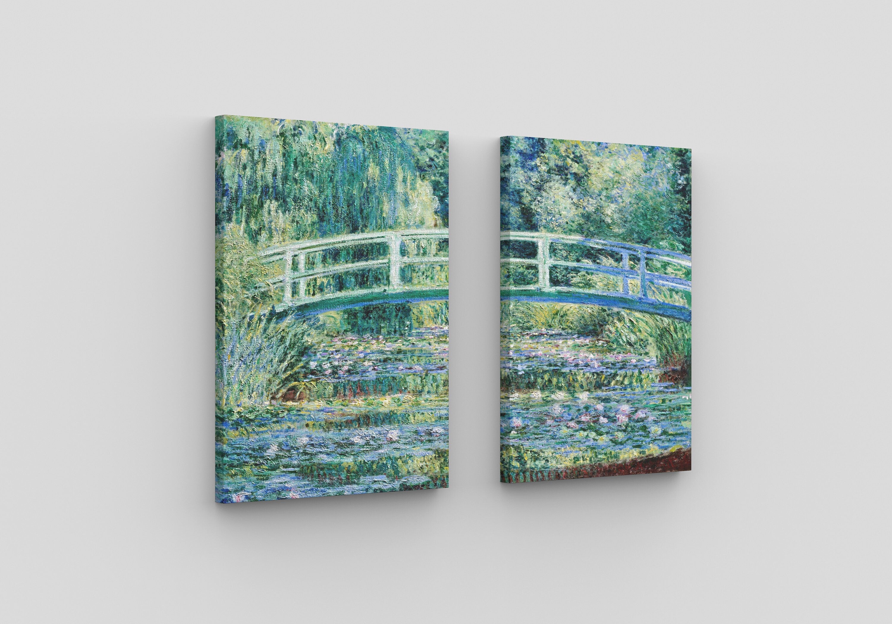 Water Lilies & Bridge by Claude Monet Set of 2 Prints. Printable Famous Fine Art Prints. Instant Download Vintage Painting. 2 Piece Wall Art