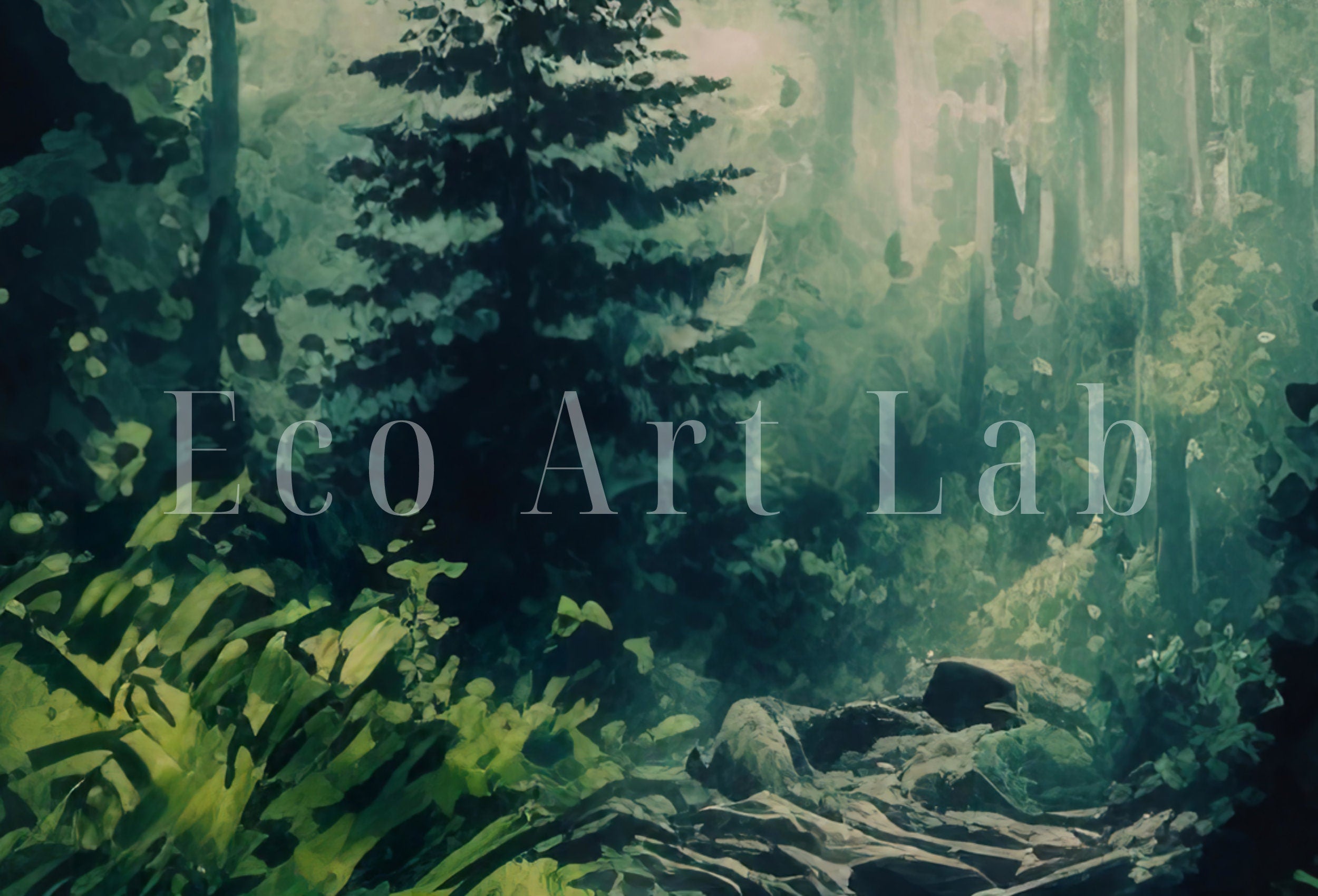 Watercolor Dense Forest Landscape Printable. Printable Wall Art. Set of 3 Prints. Green Forest Trees Painting. Nature Decor. Forest Art