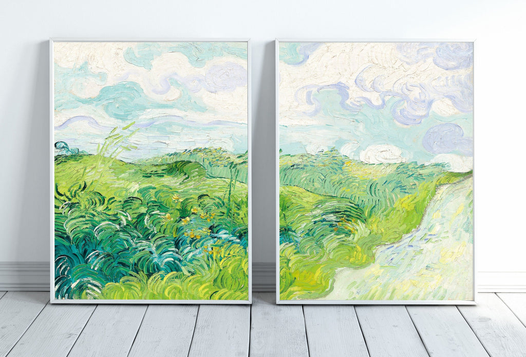 Green Fields by Vincent van Gogh. Set of 2 Prints. Printable Famous Fine Art Prints. Instant Download Vintage Painting. 2 Piece Wall Art