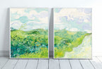 Green Fields by Vincent van Gogh. Set of 2 Prints. Printable Famous Fine Art Prints. Instant Download Vintage Painting. 2 Piece Wall Art