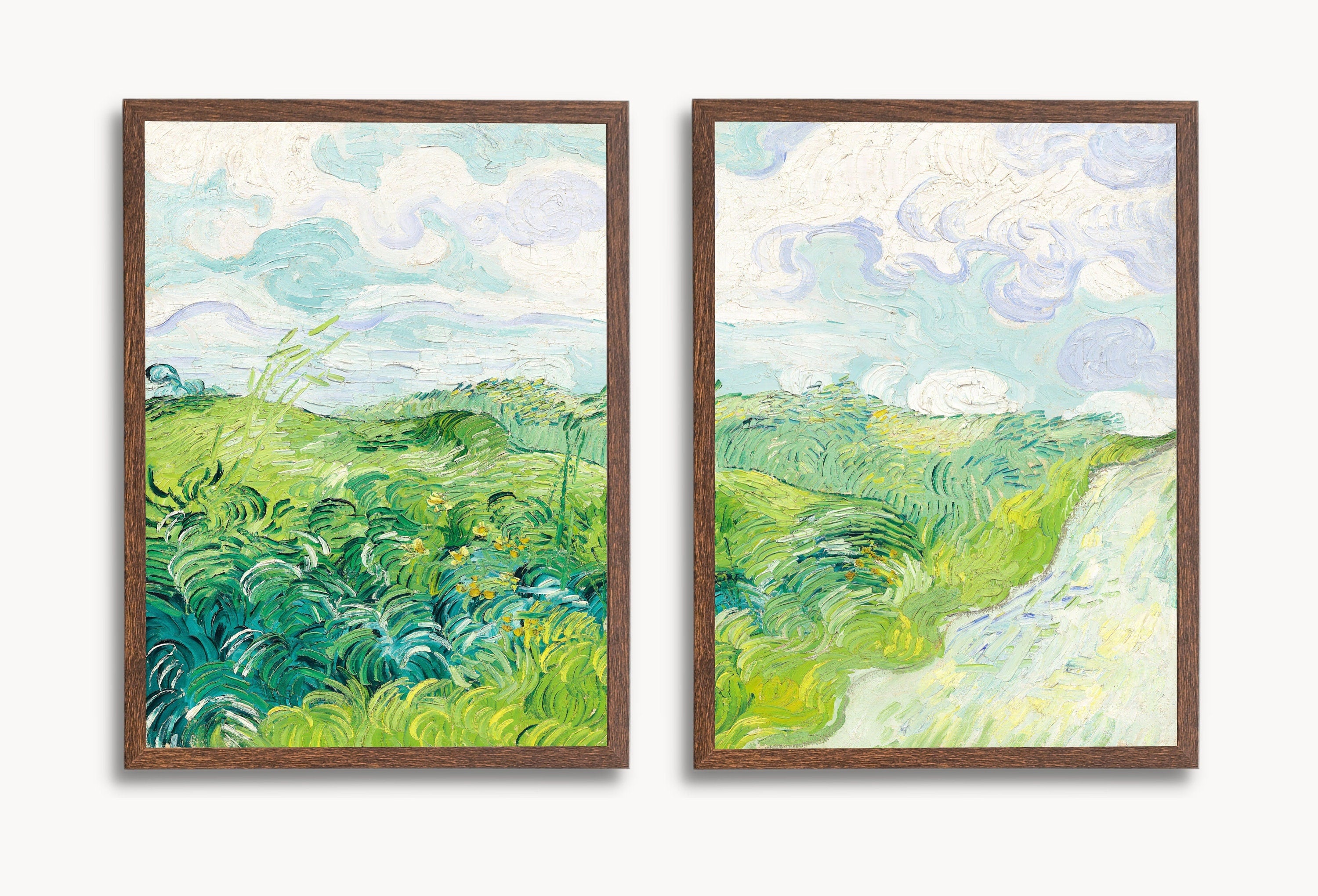 Green Fields by Vincent van Gogh. Set of 2 Prints. Printable Famous Fine Art Prints. Instant Download Vintage Painting. 2 Piece Wall Art