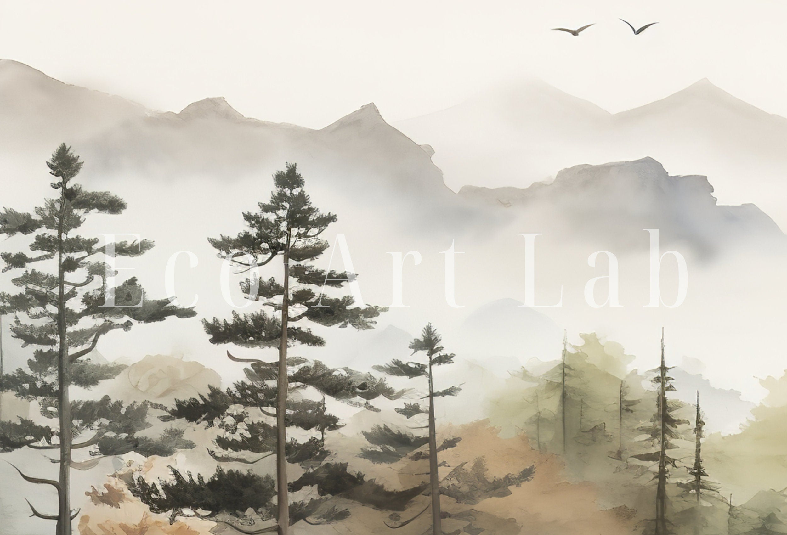Samsung Frame TV Art 4K Mountain Forest Fall Landscape Painting. Instant Download. Autumn Forest Art for Samsung Frame TV. Art for TV