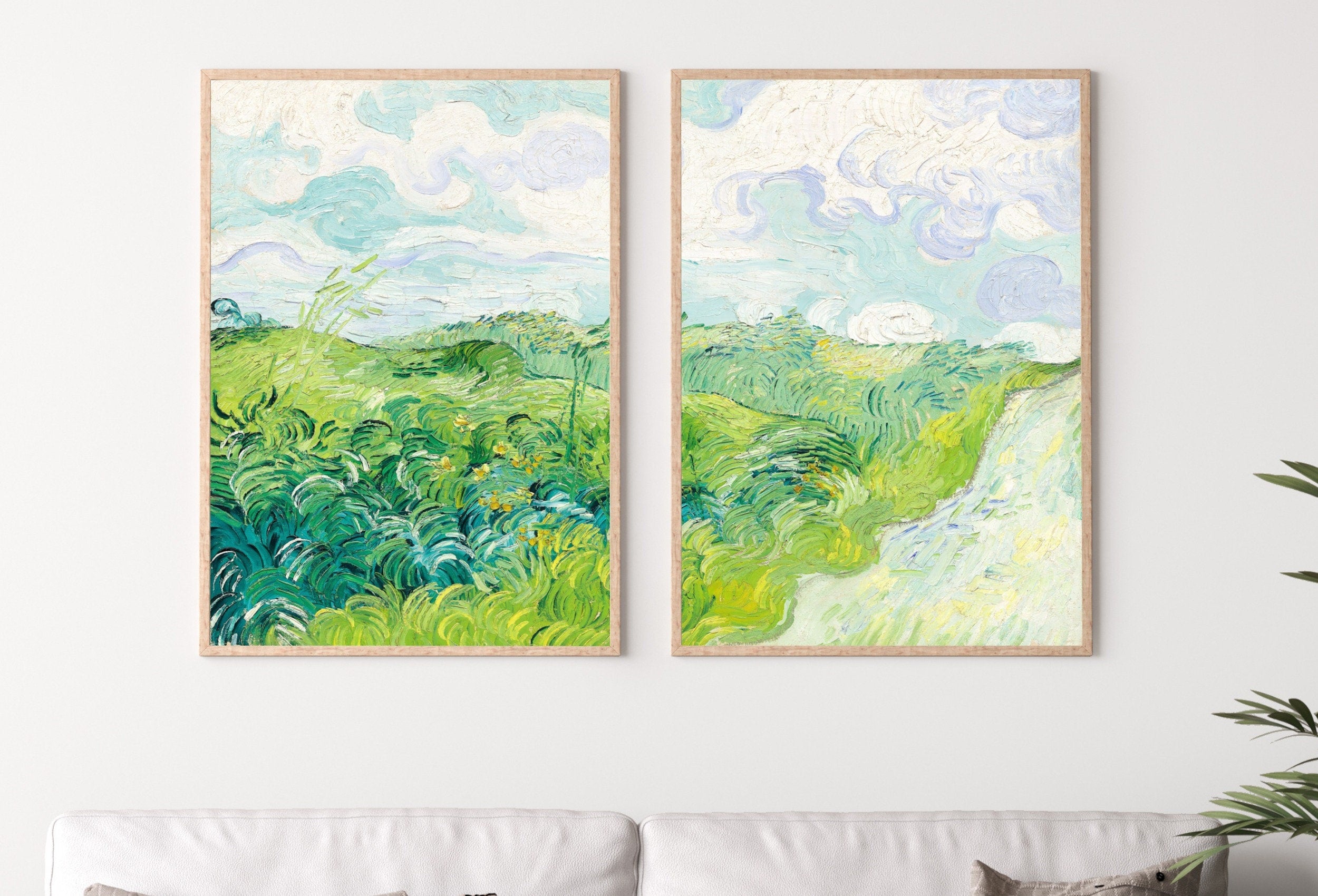 Green Fields by Vincent van Gogh. Set of 2 Prints. Printable Famous Fine Art Prints. Instant Download Vintage Painting. 2 Piece Wall Art