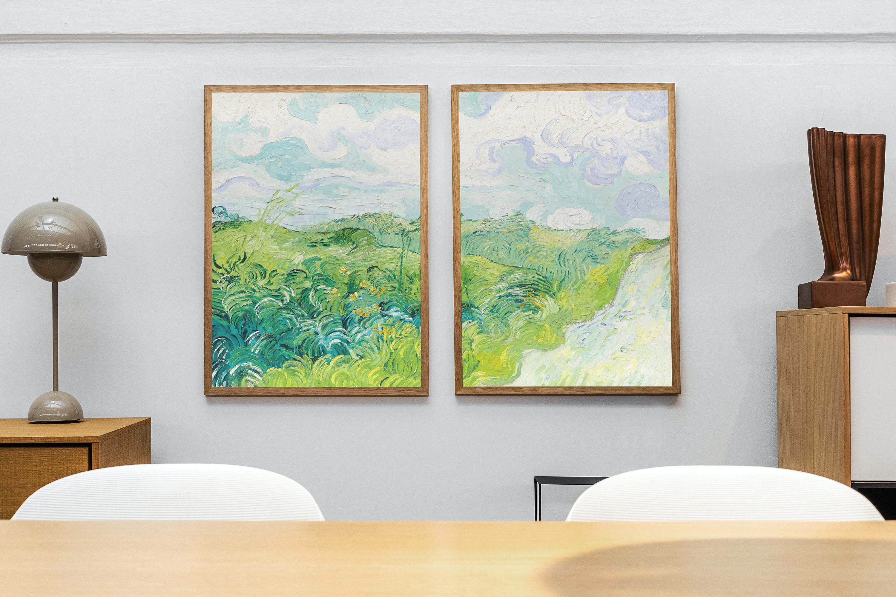 Green Fields by Vincent van Gogh. Set of 2 Prints. Printable Famous Fine Art Prints. Instant Download Vintage Painting. 2 Piece Wall Art
