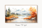 Samsung Frame TV Art 4K Mountain Lake & Forest Fall Landscape Painting. Instant Download Forest Art for Samsung Frame TV. Art for TV