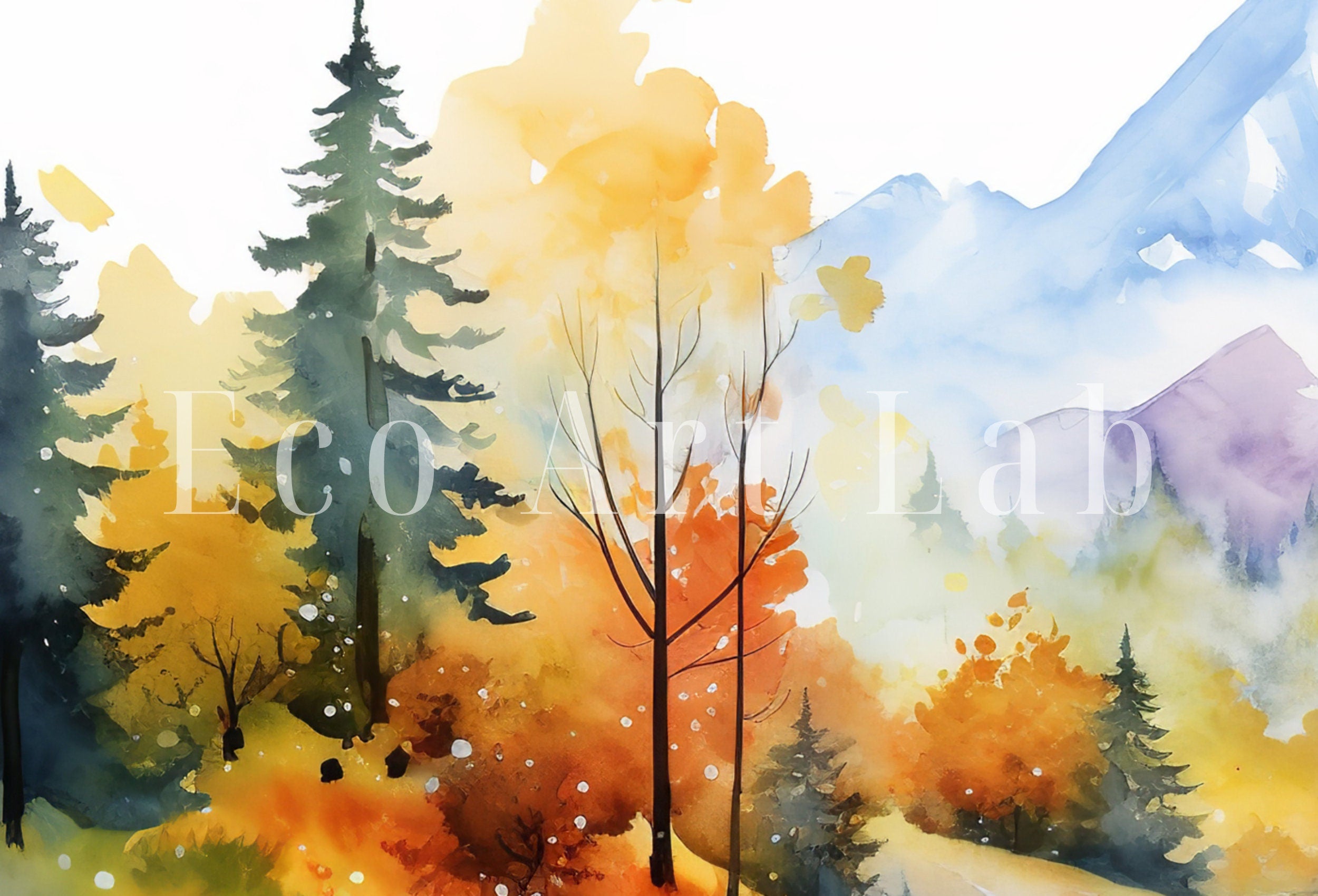 Samsung Frame TV Art 4K Mountain River & Forest Fall Landscape Painting. Instant Download Forest Art for Samsung Frame TV. Art for TV