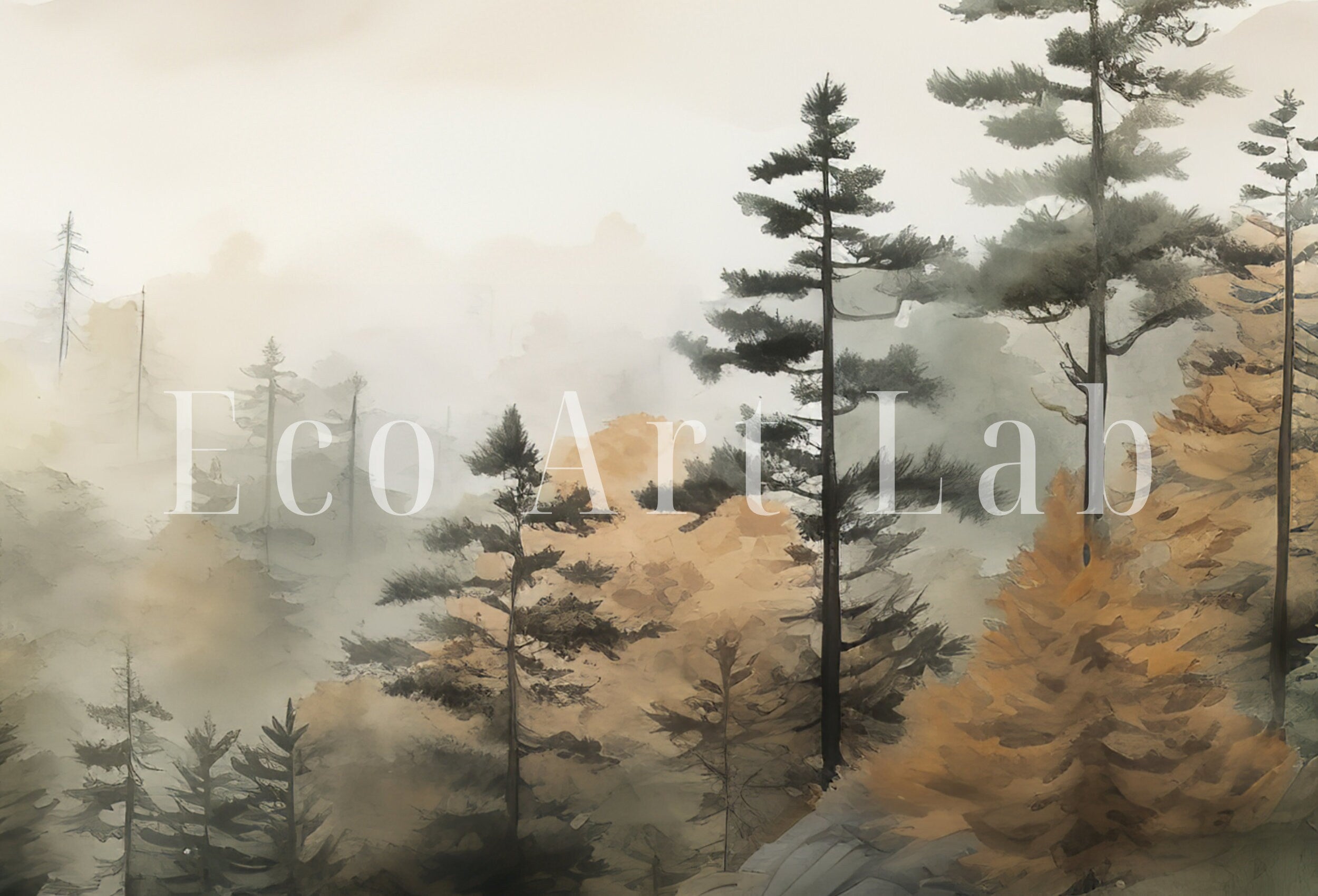 Samsung Frame TV Art 4K Mountain Forest Fall Landscape Painting. Instant Download. Autumn Forest Art for Samsung Frame TV. Art for TV