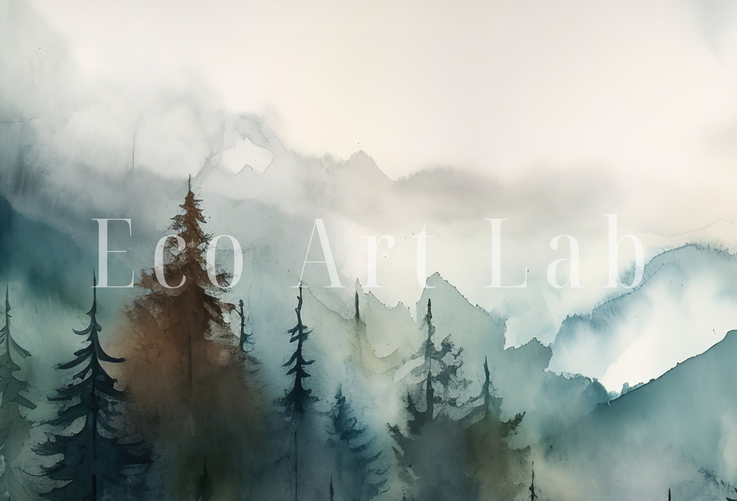 Samsung Frame TV Art 4K Mountain Pine Trees Forest Landscape Painting. Instant Download. Forest Art for Samsung Frame TV. Art for TV