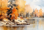 Samsung Frame TV Art 4K Fall Mountain Forest Lake Landscape Painting. Instant Download. Autumn Forest Art for Samsung Frame TV. Art for TV