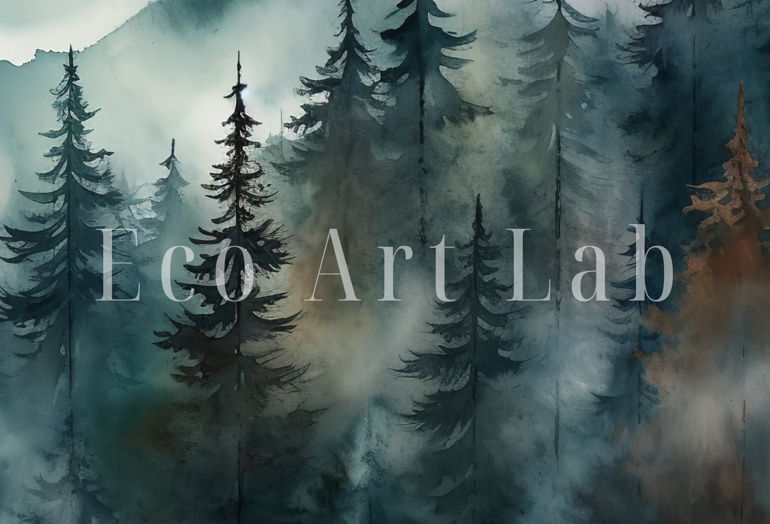 Samsung Frame TV Art 4K Mountain Pine Trees Forest Landscape Painting. Instant Download. Forest Art for Samsung Frame TV. Art for TV