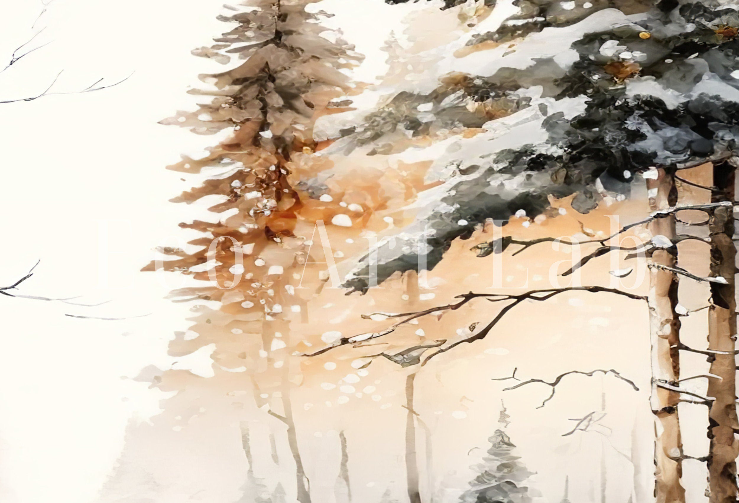Winter Forest Landscape Printable. 3 Piece Wall Art. Snowy Forest Watercolor Painting. Printable Wall Art. Set of 3 Prints. Gallery Wall Set