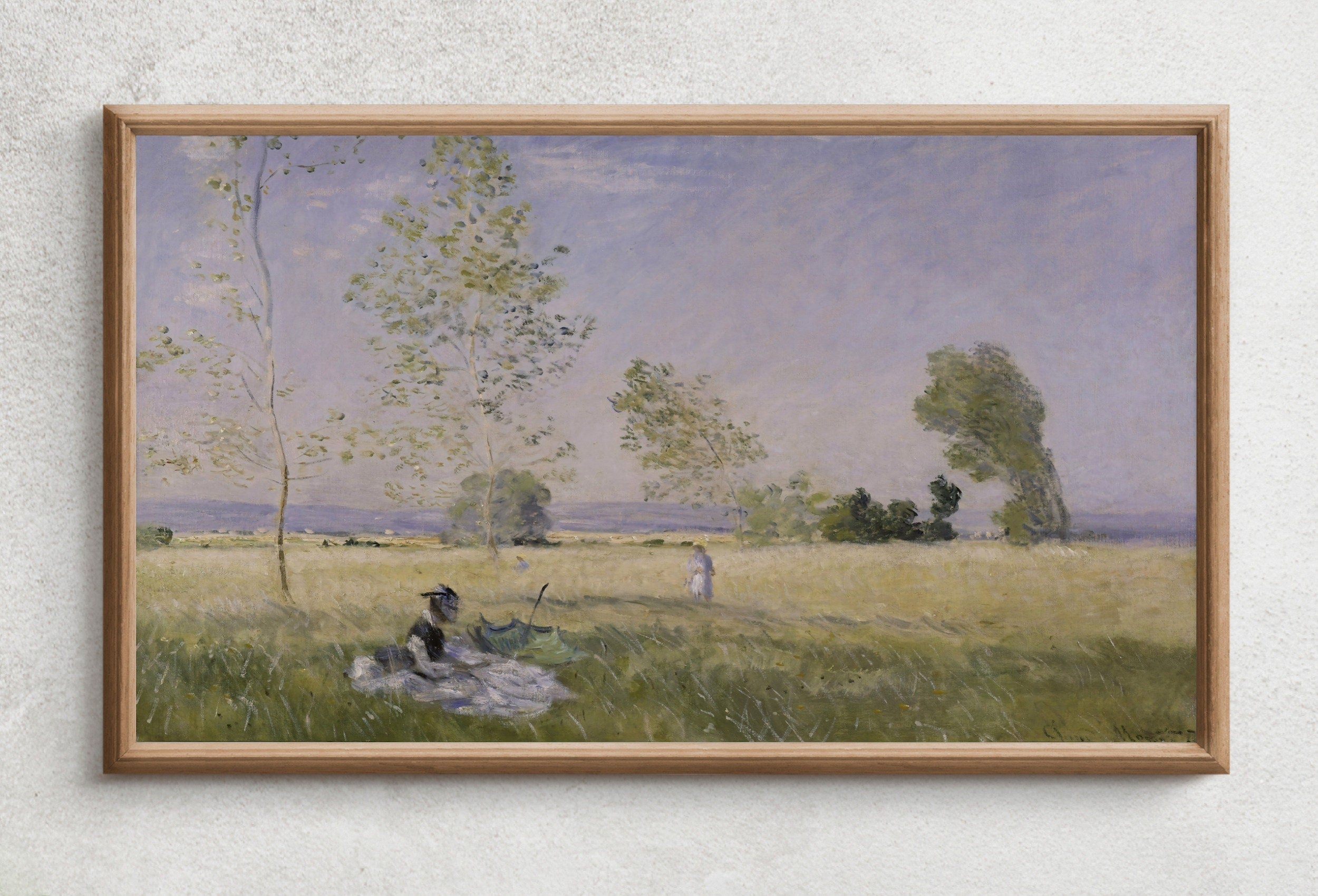 Vintage Frame TV Claude Monet. Meadow at Bezons. Summer Landscape Painting. Monet 4K painting for Samsung Frame TV. Instant Download