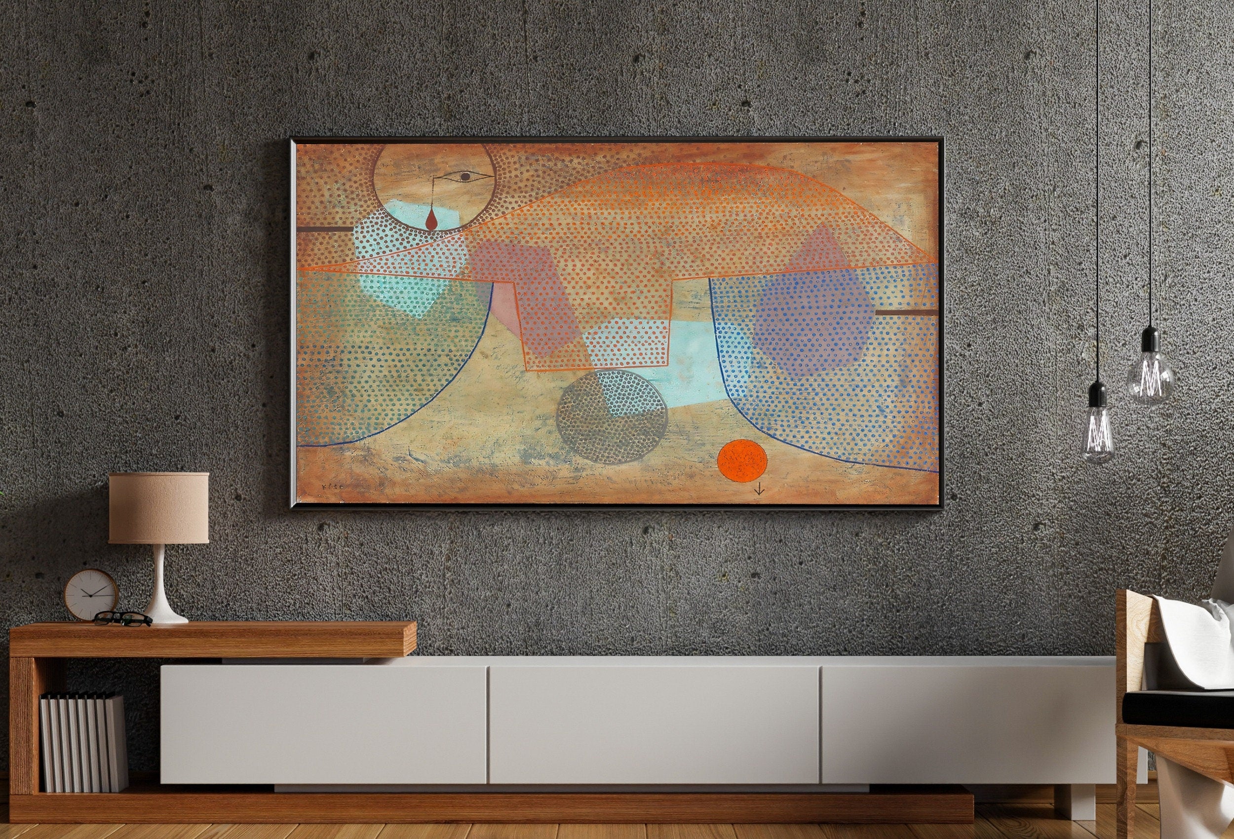 Frame TV Abstract Painting. Paul Klee Bauhaus Minimalist Wall Decor. Colorful Mid Century Modern Wallart