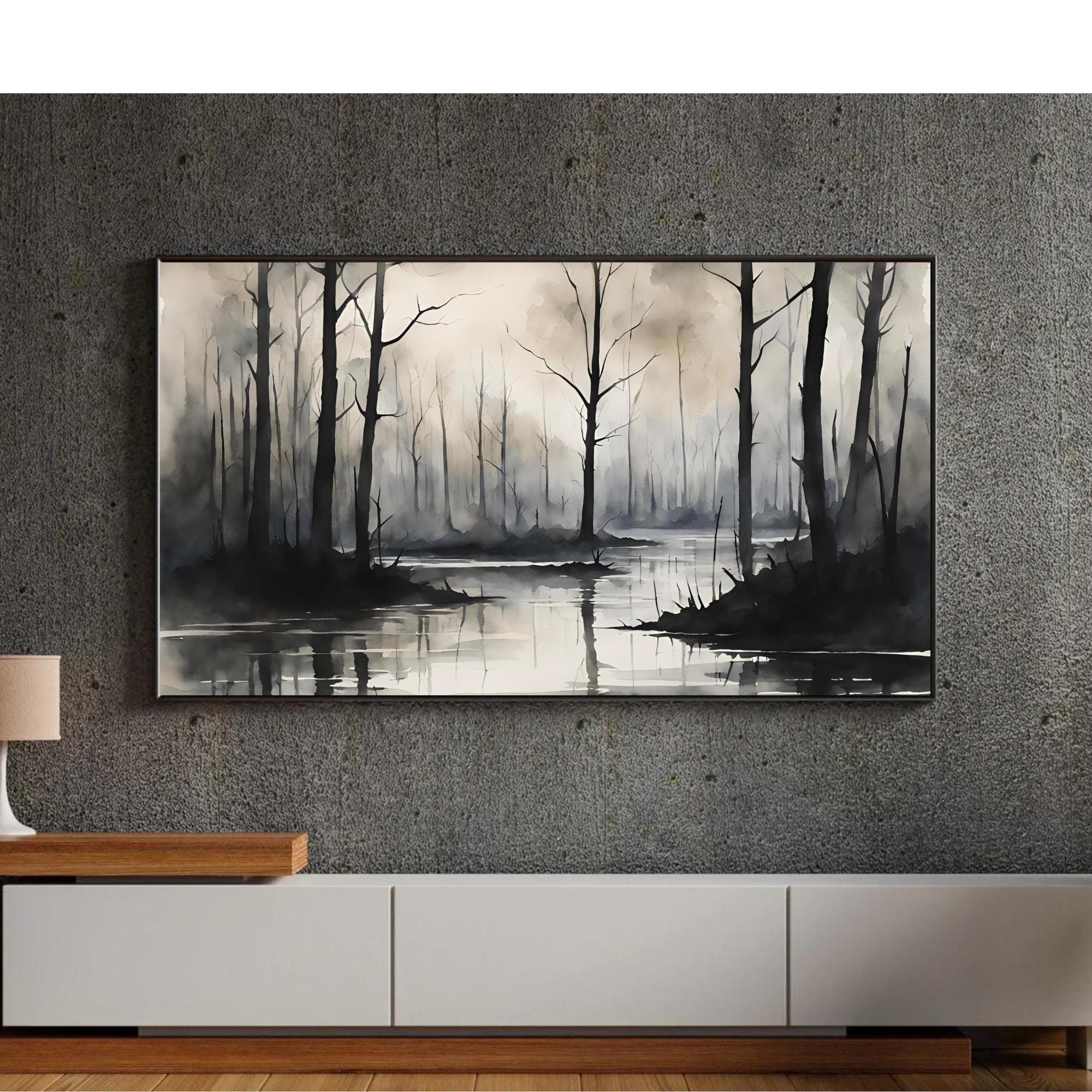 Swamp Landscape Art for Samsung Frame TV | Dark Watercolor Frame TV Art | Unique 4K Wall Art Decor for Frame TVs