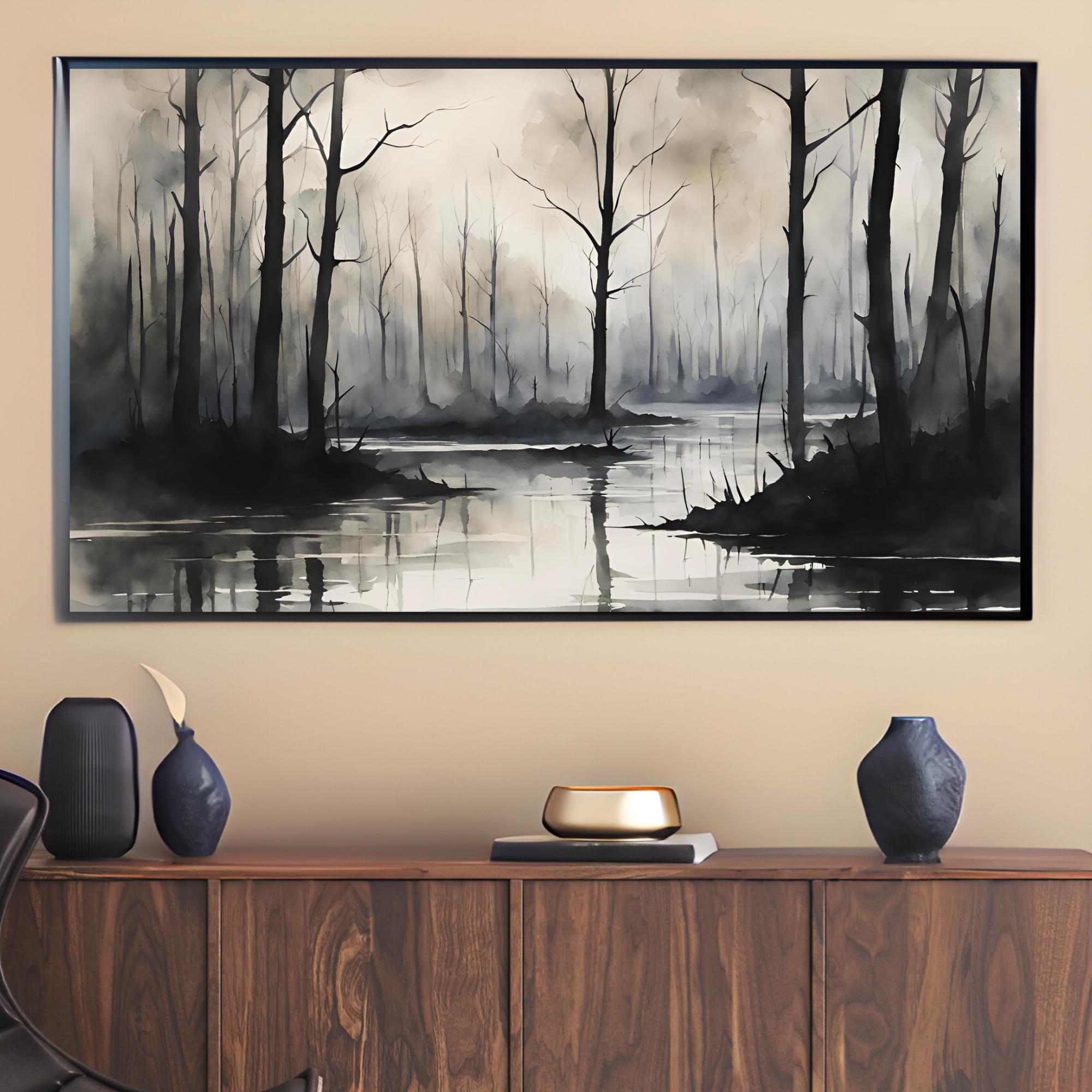 Swamp Landscape Art for Samsung Frame TV | Dark Watercolor Frame TV Art | Unique 4K Wall Art Decor for Frame TVs