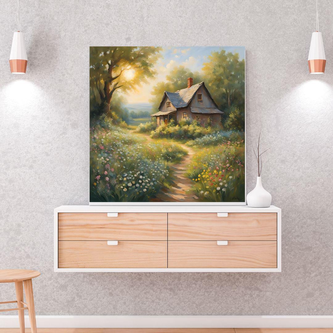 Rustic Wall Art Printable I Cabin Decor for Home I Wildflowers Square Art Design