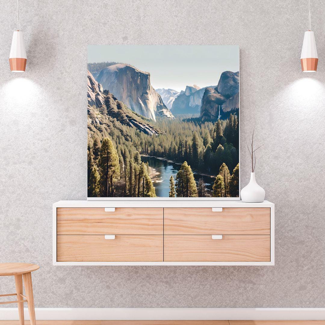 Yosemite Wall Art Printable I Mountain Landscape Home Decor I Watercolor Nature Art Digital Download
