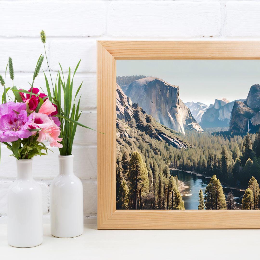 Yosemite Wall Art Printable I Mountain Landscape Home Decor I Watercolor Nature Art Digital Download