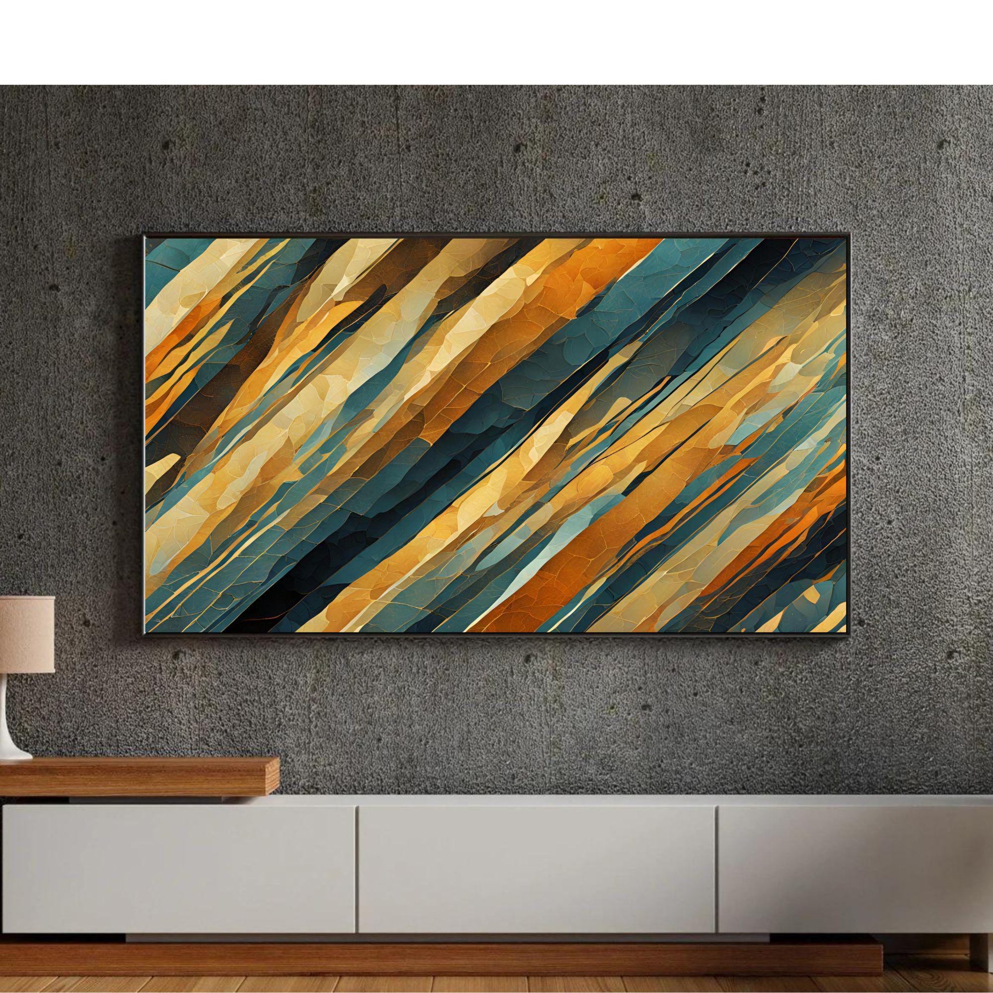 Abstract Layers Art For Frame TV. Modern 4K Decor For Samsung Frame TV. Diagonal Wall Art Digital Image Display