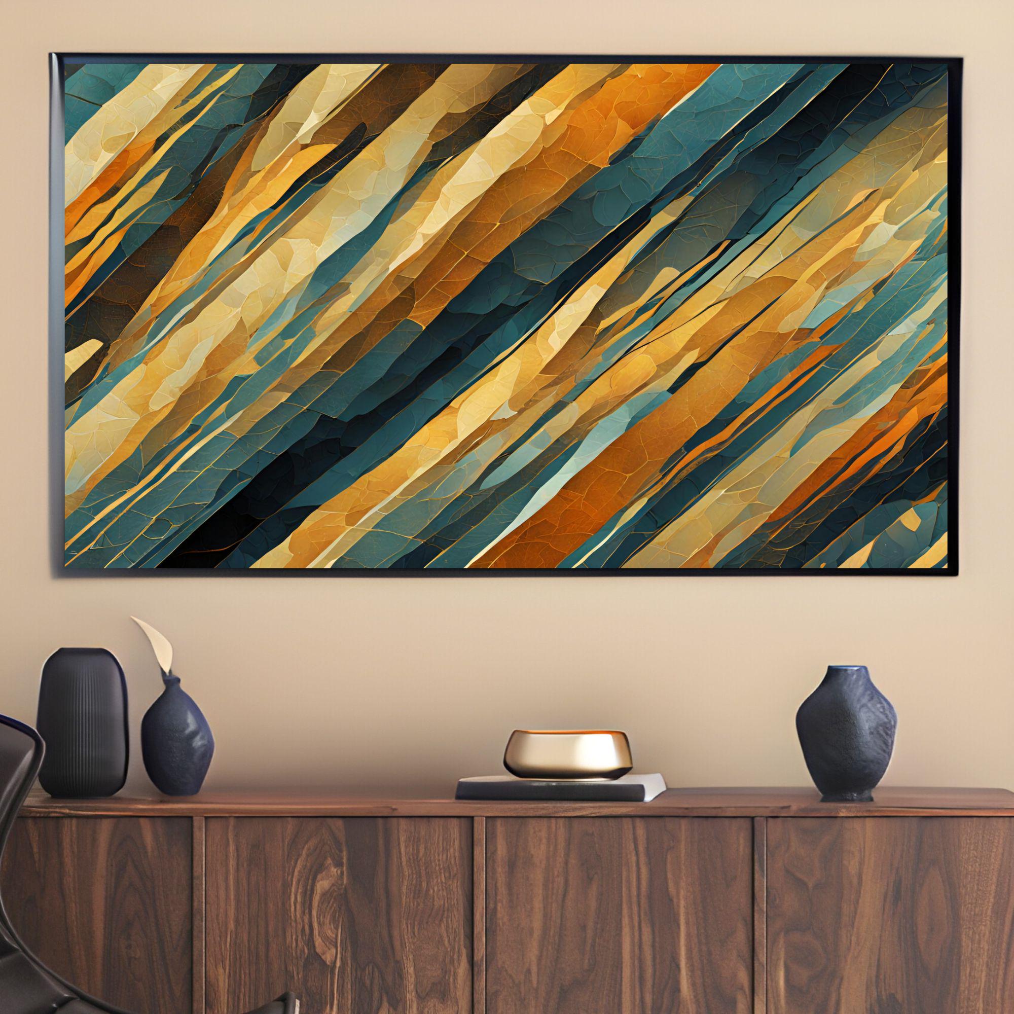 Abstract Layers Art For Frame TV. Modern 4K Decor For Samsung Frame TV. Diagonal Wall Art Digital Image Display