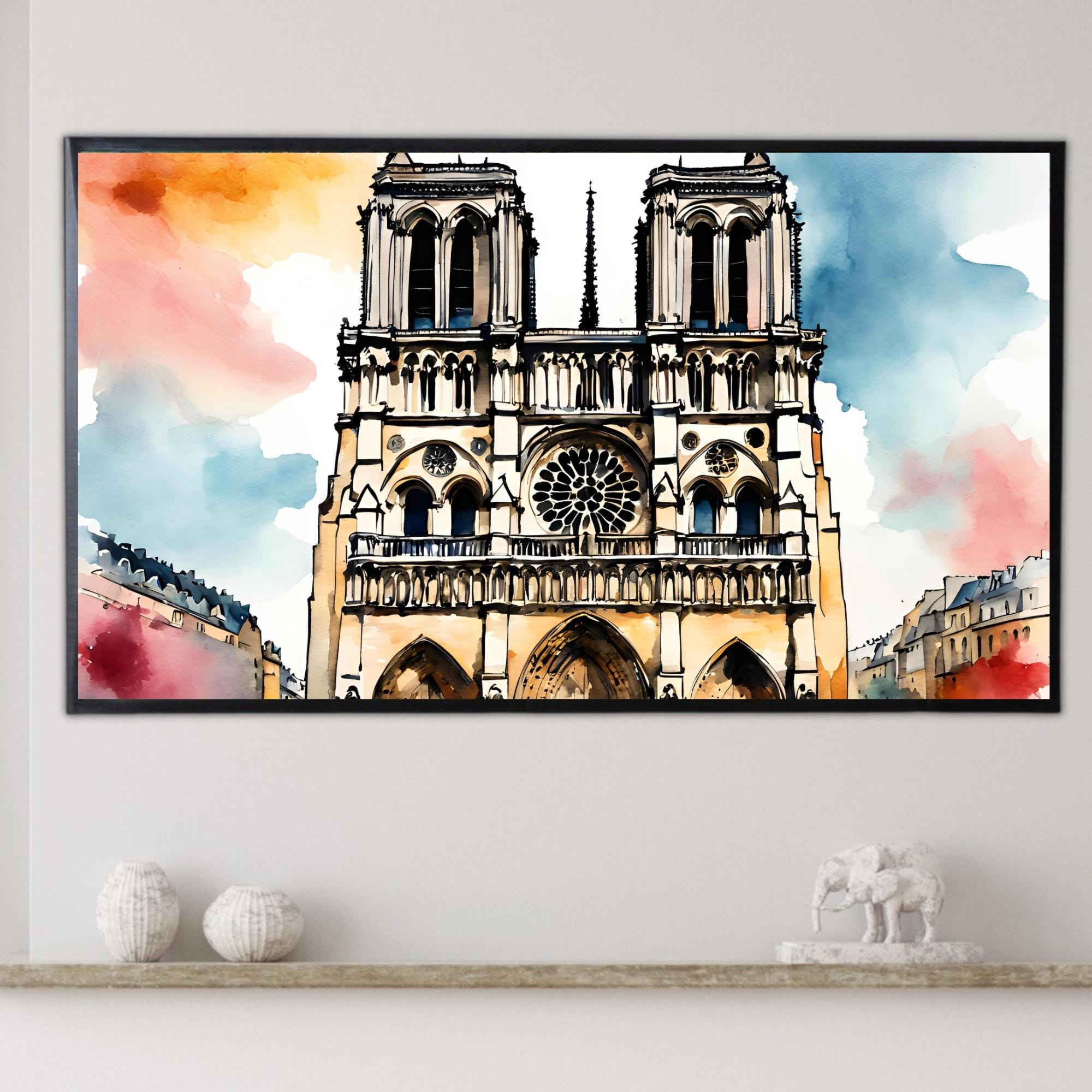 Abstract Notre Dame Art I Trendy Watercolor Decor I Frame TV Art for Samsung Frame TV