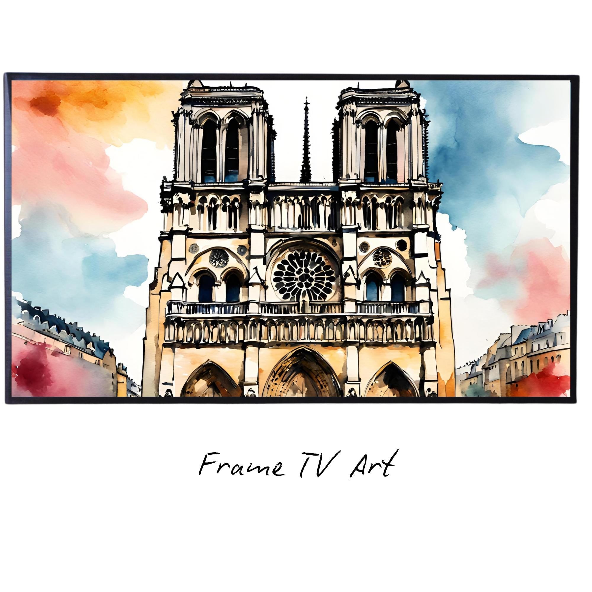 Abstract Notre Dame Art I Trendy Watercolor Decor I Frame TV Art for Samsung Frame TV