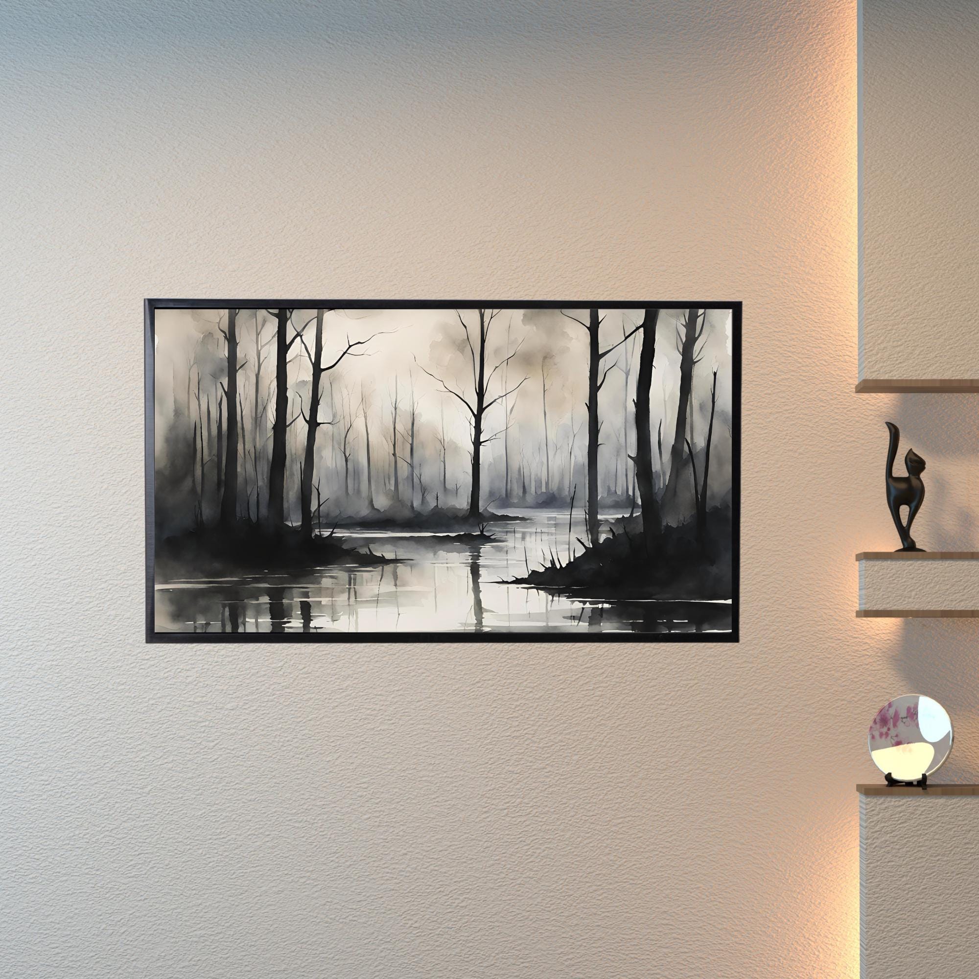 Swamp Landscape Art for Samsung Frame TV | Dark Watercolor Frame TV Art | Unique 4K Wall Art Decor for Frame TVs