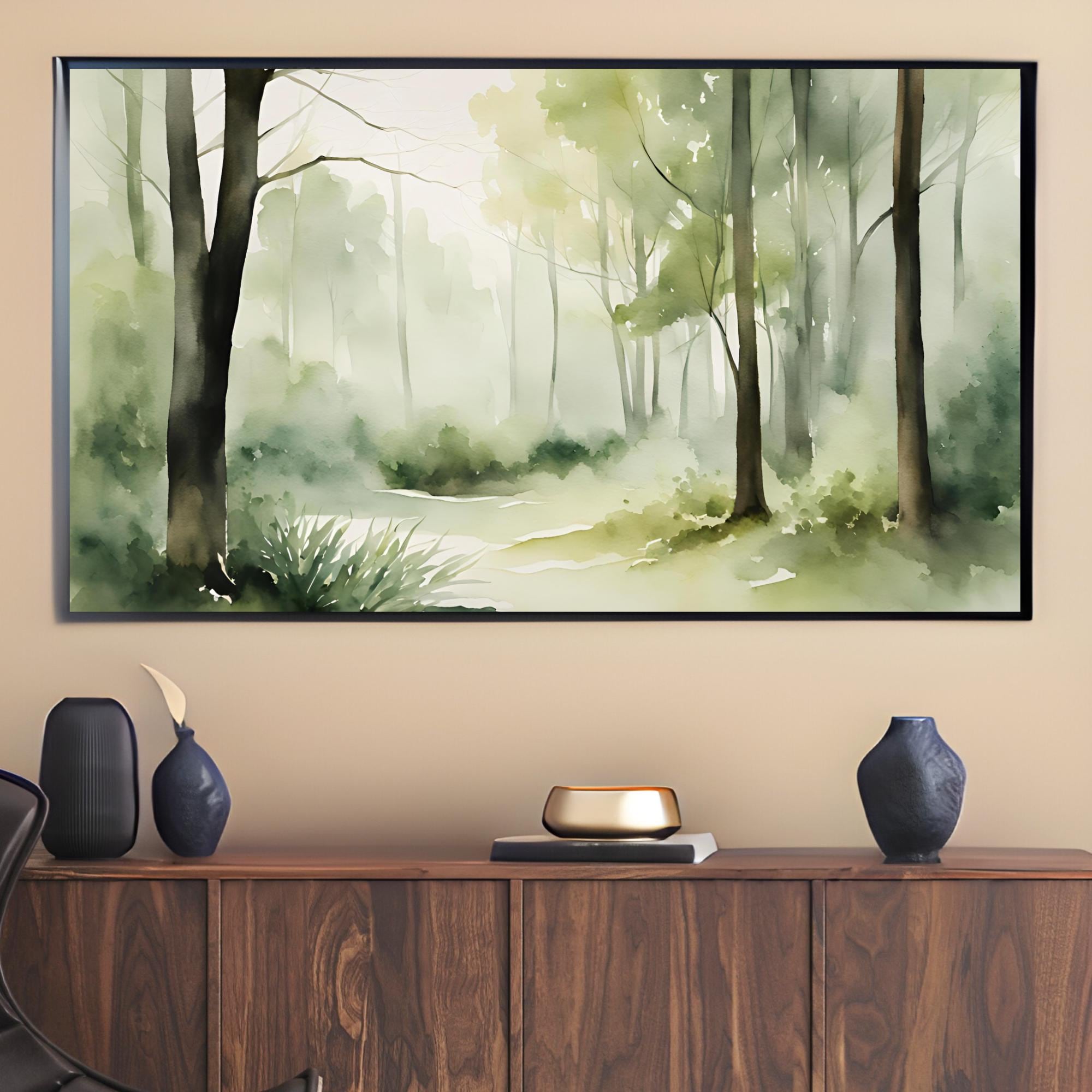 Sage Green Art for Samsung Frame TV I Minimalist Decor for Frame TV I Forest Landscape Wall Art for Modern Aesthetic