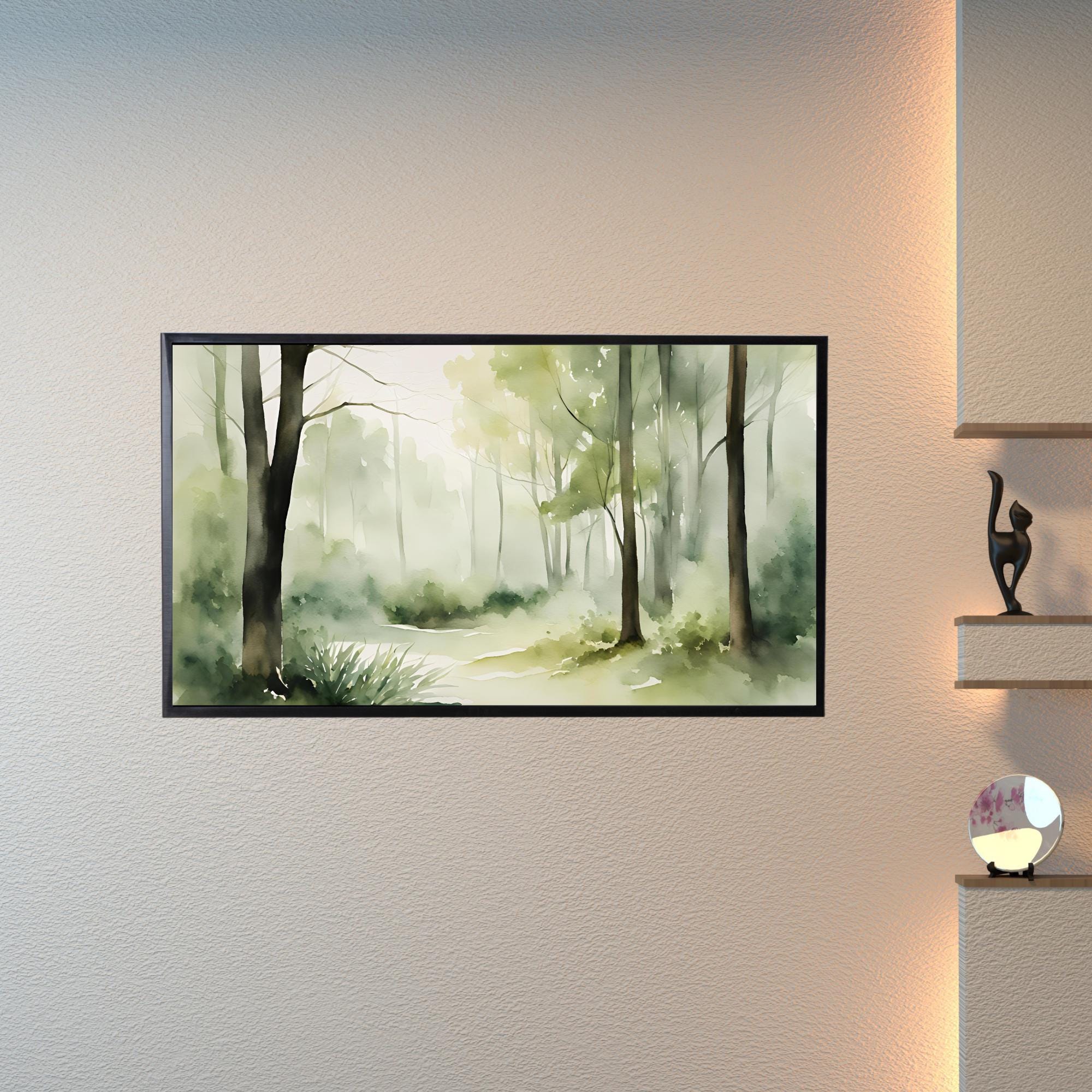 Sage Green Art for Samsung Frame TV I Minimalist Decor for Frame TV I Forest Landscape Wall Art for Modern Aesthetic