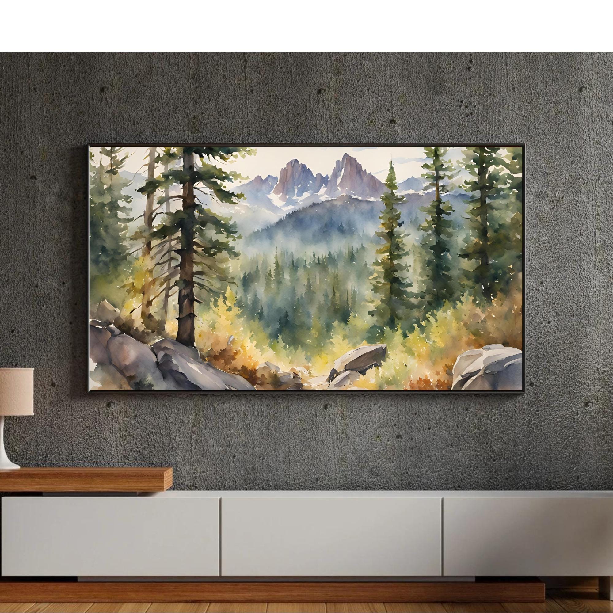 4K Nature Scene Frame TV Art. Forest Wall Decor for Samsung Frame TV. Mountain Landscape Decor for Stunning Home Display.
