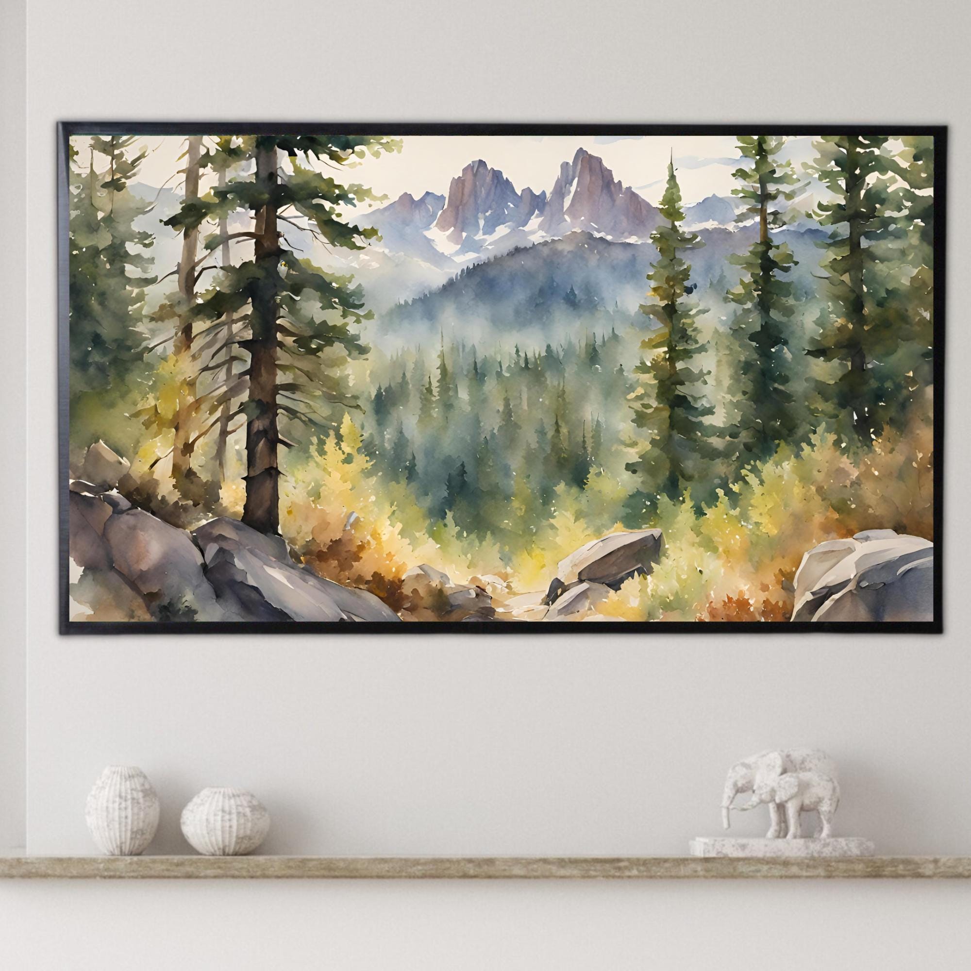 4K Nature Scene Frame TV Art. Forest Wall Decor for Samsung Frame TV. Mountain Landscape Decor for Stunning Home Display.