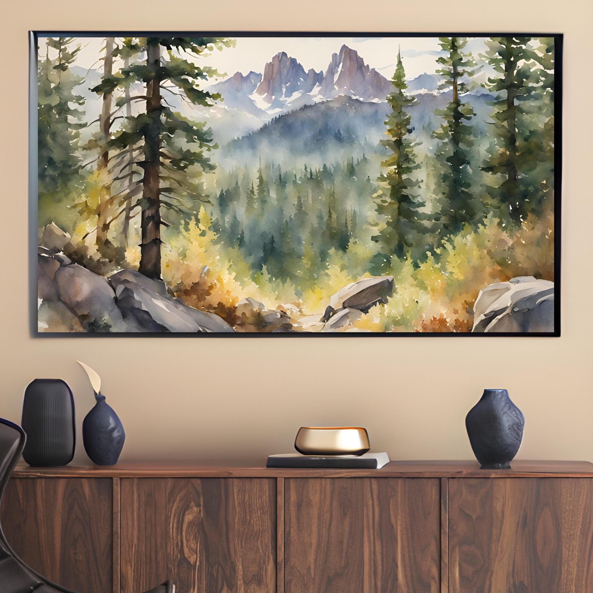 4K Nature Scene Frame TV Art. Forest Wall Decor for Samsung Frame TV. Mountain Landscape Decor for Stunning Home Display.