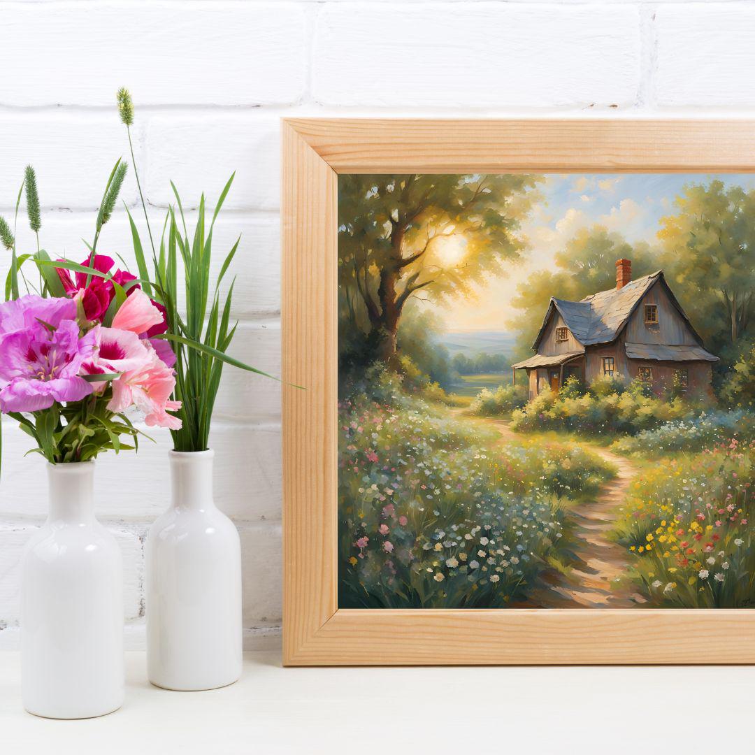 Rustic Wall Art Printable I Cabin Decor for Home I Wildflowers Square Art Design