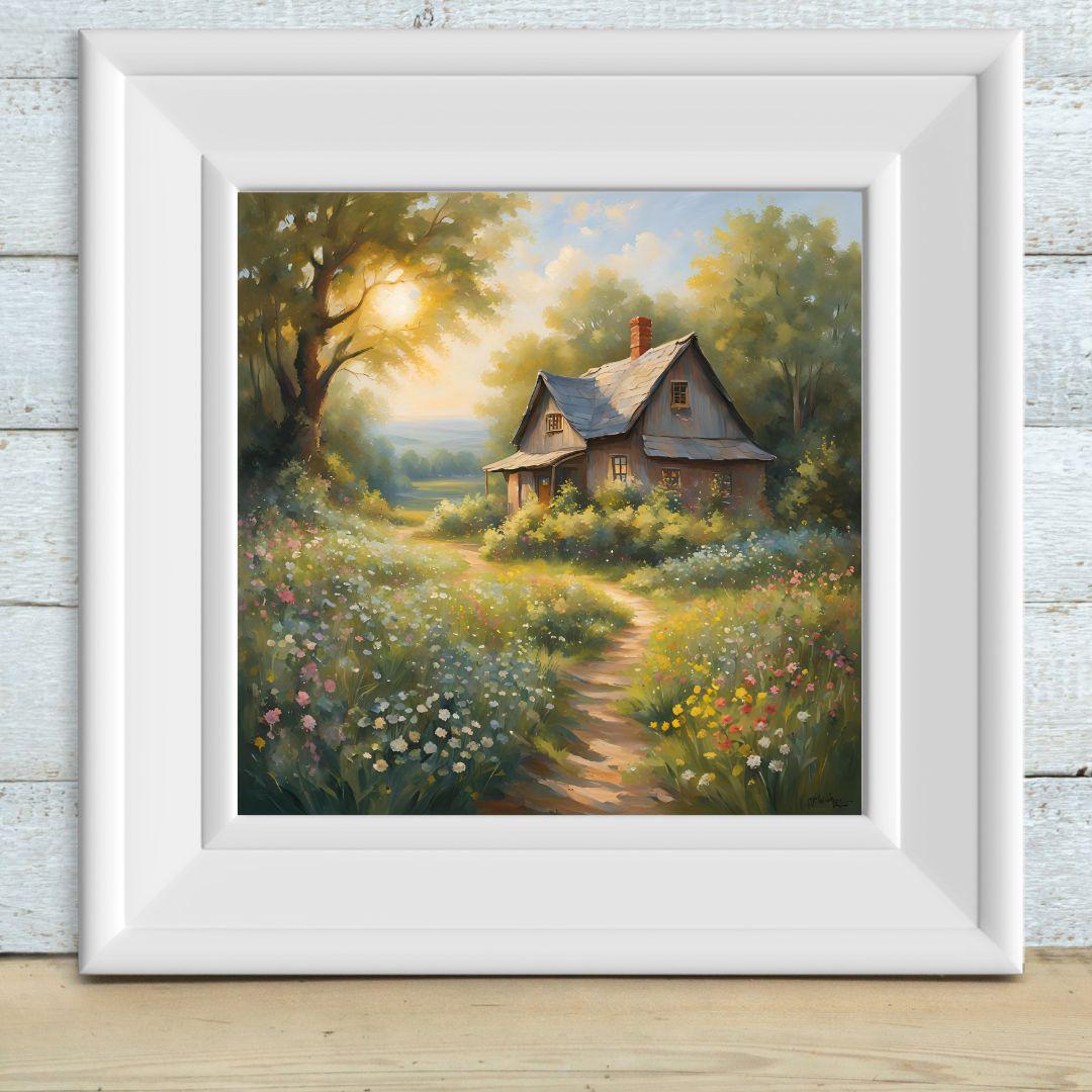 Rustic Wall Art Printable I Cabin Decor for Home I Wildflowers Square Art Design