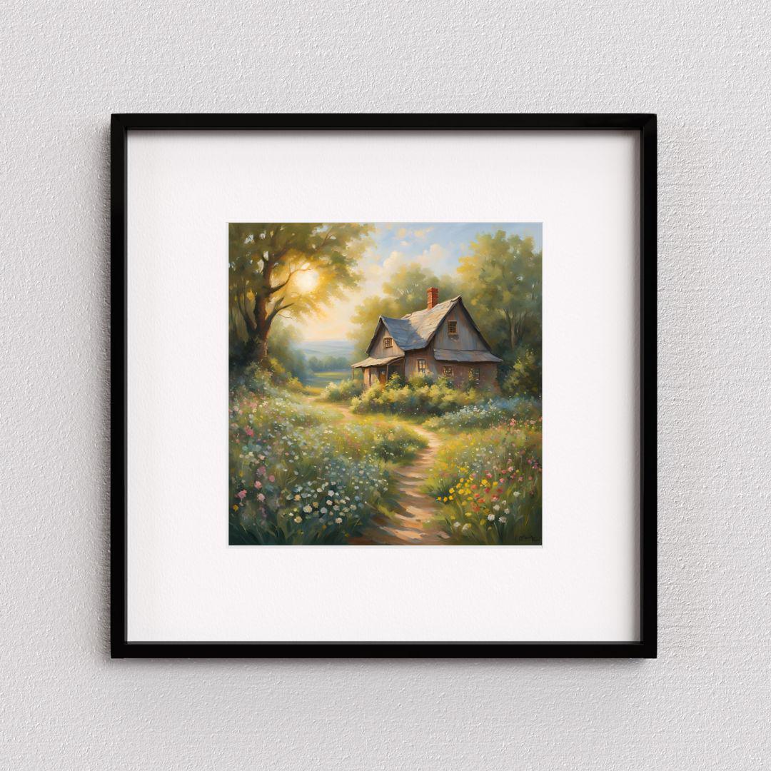 Rustic Wall Art Printable I Cabin Decor for Home I Wildflowers Square Art Design