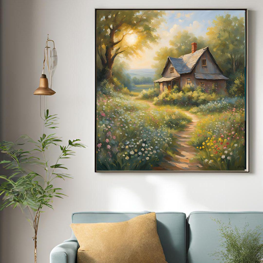 Rustic Wall Art Printable I Cabin Decor for Home I Wildflowers Square Art Design