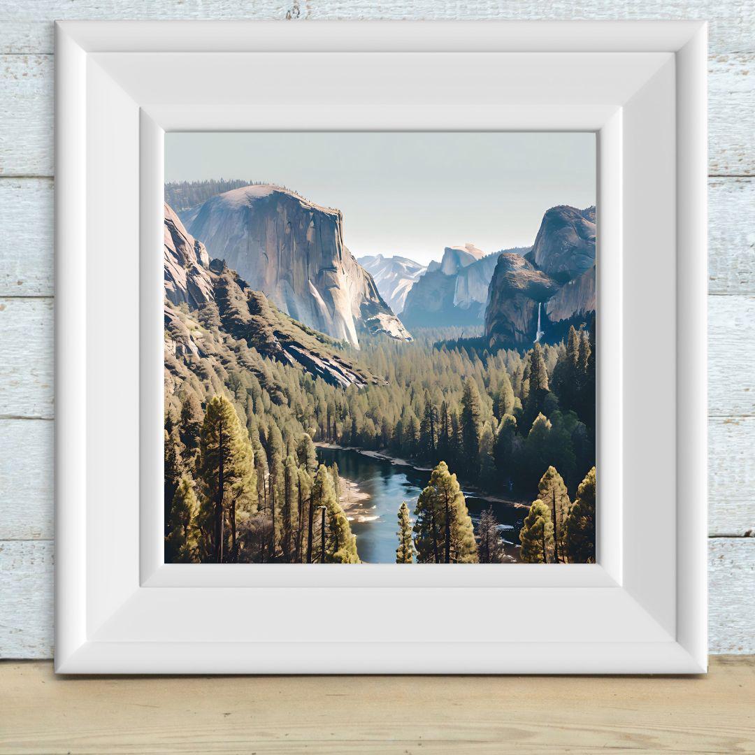 Yosemite Wall Art Printable I Mountain Landscape Home Decor I Watercolor Nature Art Digital Download