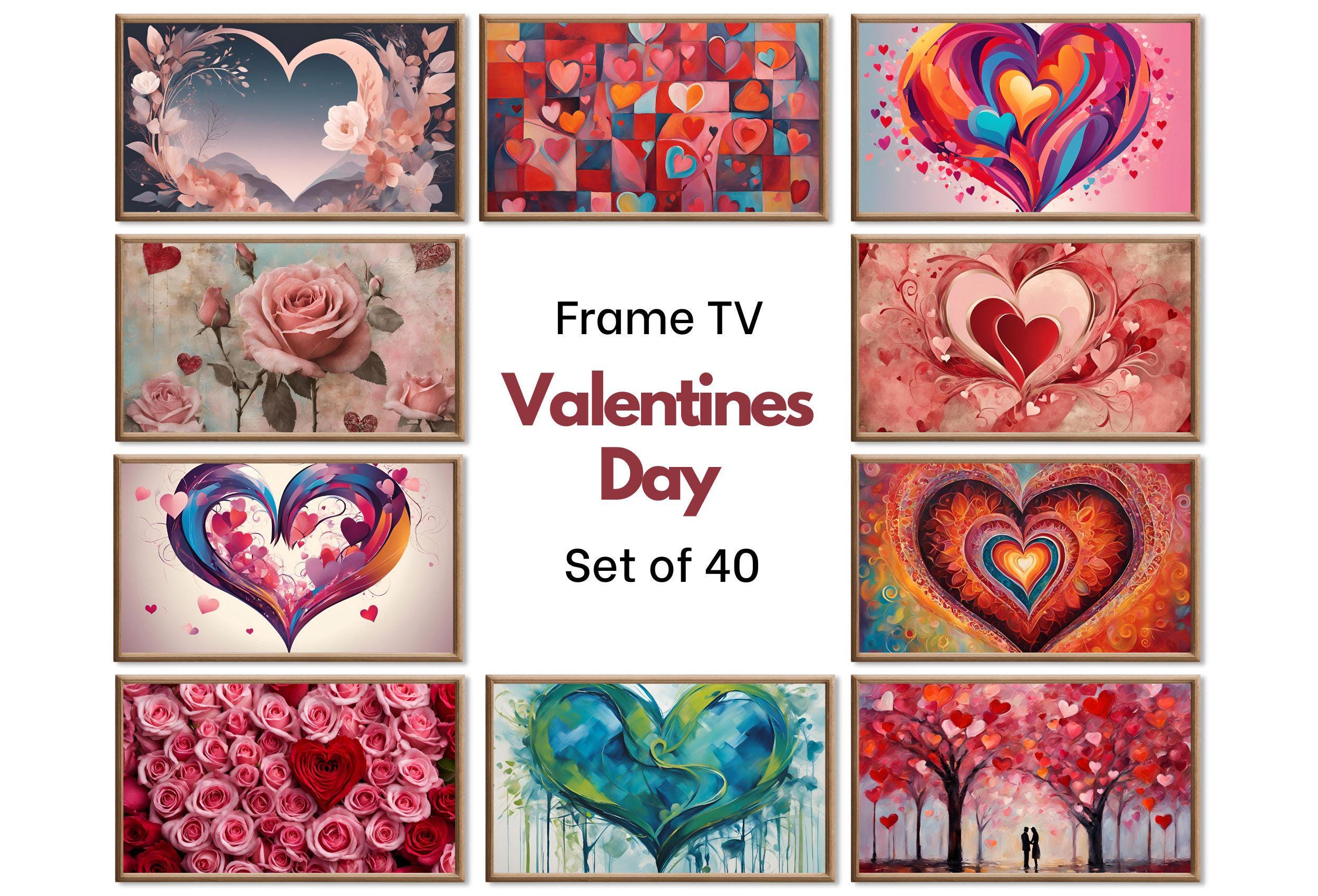 Valentines Day Decor. Set of 40 Samsung Valentines Frame TV 4K Art. Love and Romantic TV Art. Instant Download