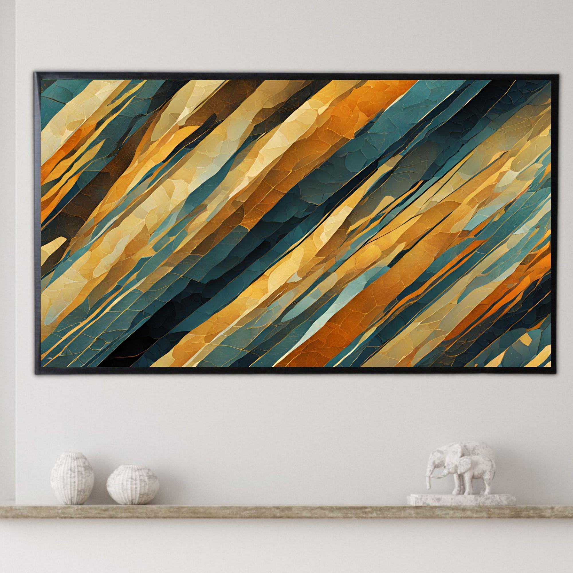 Abstract Layers Art For Frame TV. Modern 4K Decor For Samsung Frame TV. Diagonal Wall Art Digital Image Display