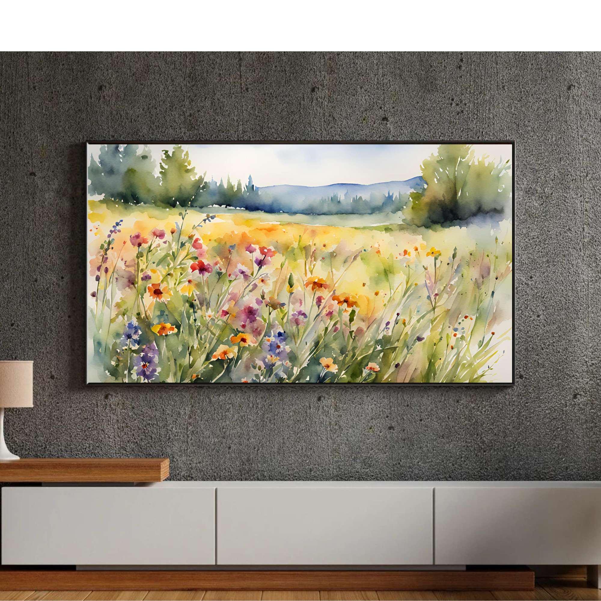 Watercolor Frame TV Art. Wildflowers Art for Modern Home Decor. Colorful Botanical Nature Artwork for Samsung Frame TV