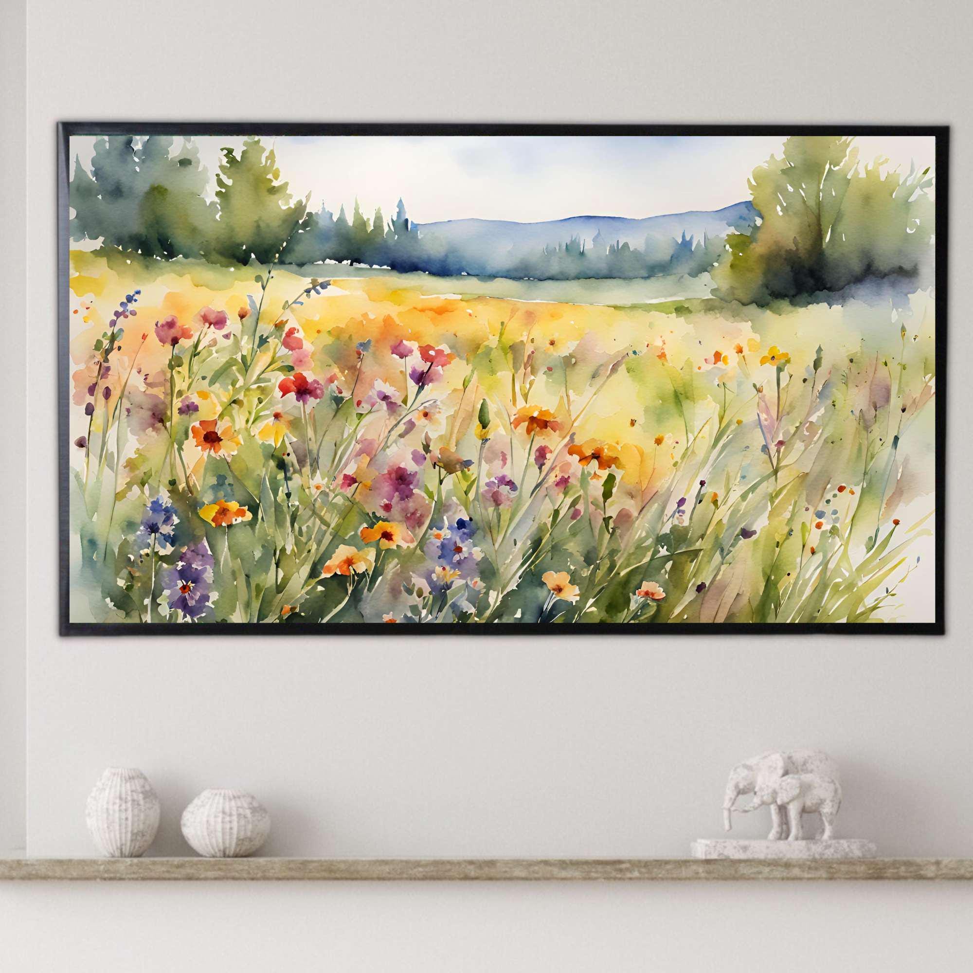 Watercolor Frame TV Art. Wildflowers Art for Modern Home Decor. Colorful Botanical Nature Artwork for Samsung Frame TV