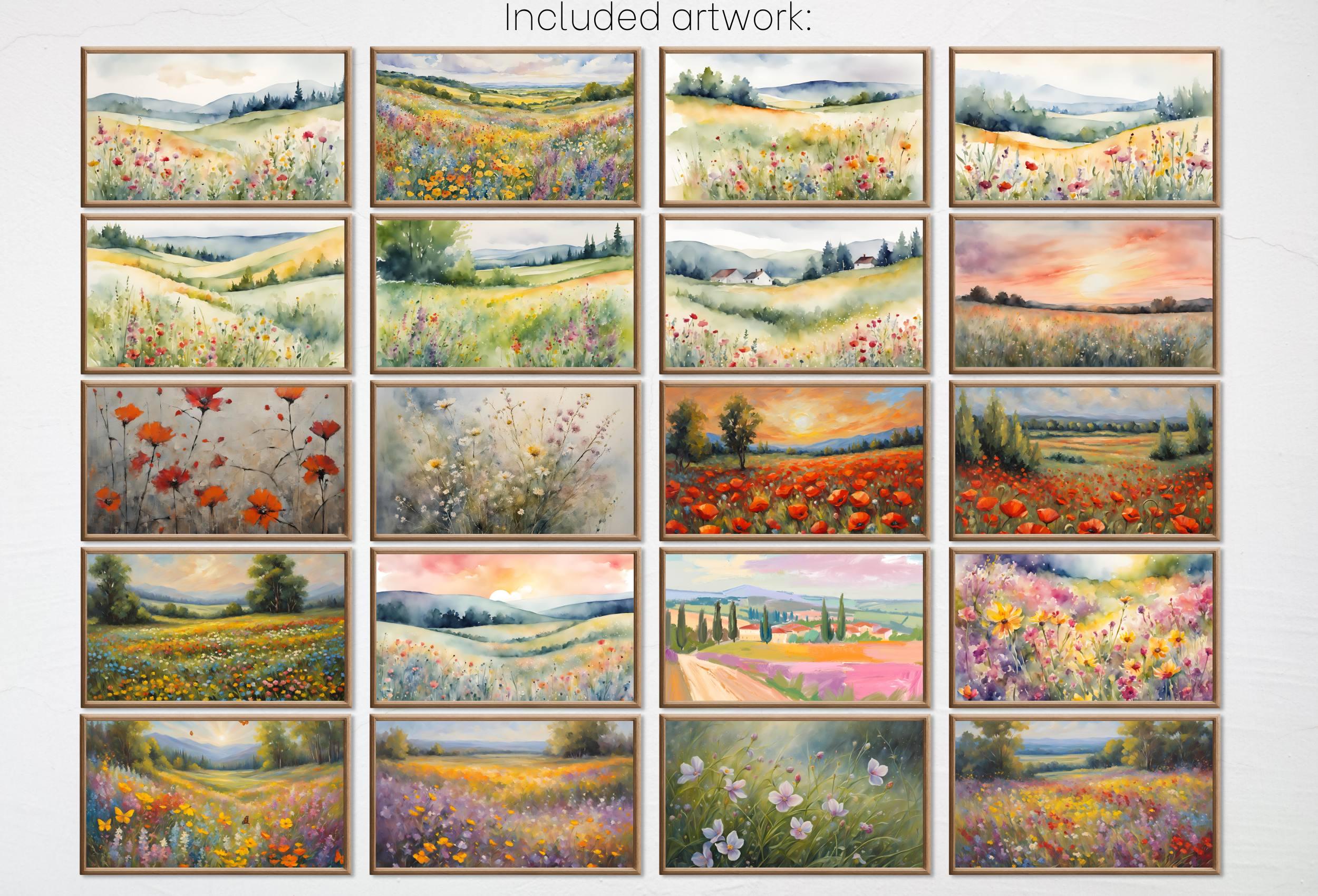Frame TV Wildflower Landscape Art • Set of 40 Digital Downloads • Samsung Frame TV Spring Art Bundle in 4K/8K