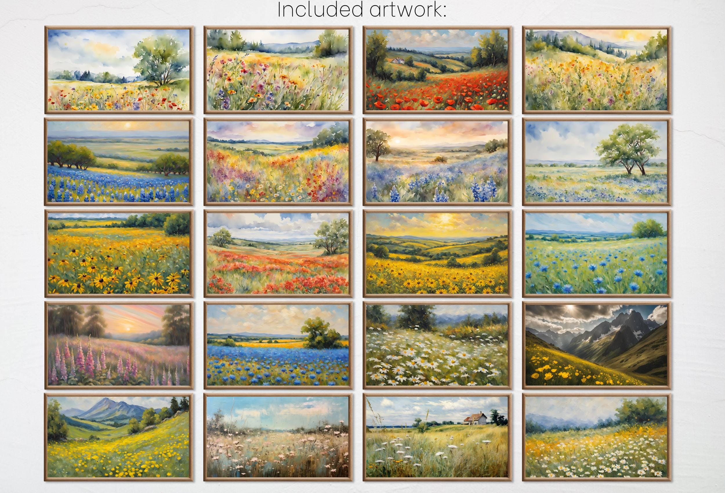 Frame TV Wildflower Landscape Art • Set of 40 Digital Downloads • Samsung Frame TV Spring Art Bundle in 4K/8K