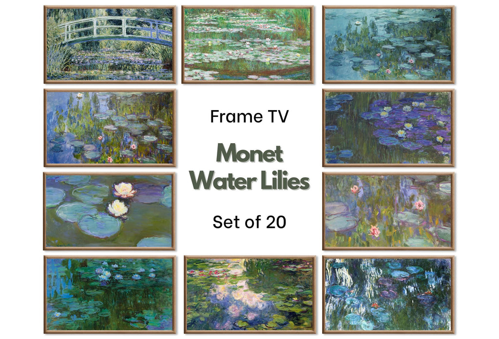 Monet Water Lilies Frame TV Art Set | Samsung Frame TV Download | Monet Wall Art | Famous Impressionist Vintage Lily Pond Paintings