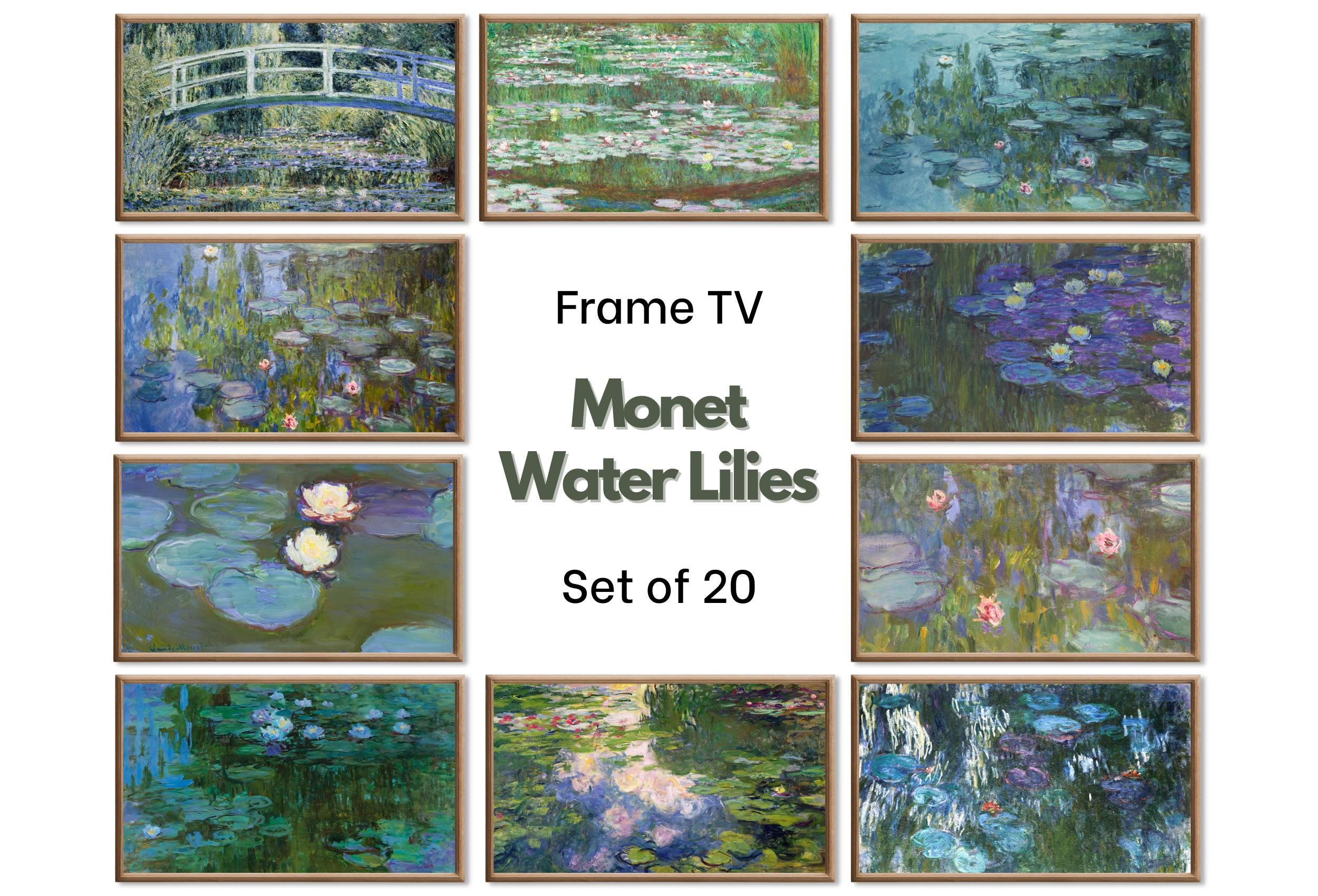 Monet Water Lilies Frame TV Art Set | Samsung Frame TV Download | Monet Wall Art | Famous Impressionist Vintage Lily Pond Paintings