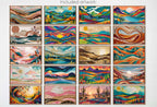 Boho Wall Art for Frame TV – Maximalist, Whimsical, Abstract Original Paintings – Folk Art Style Frame TV Art Bundle 4K 8K