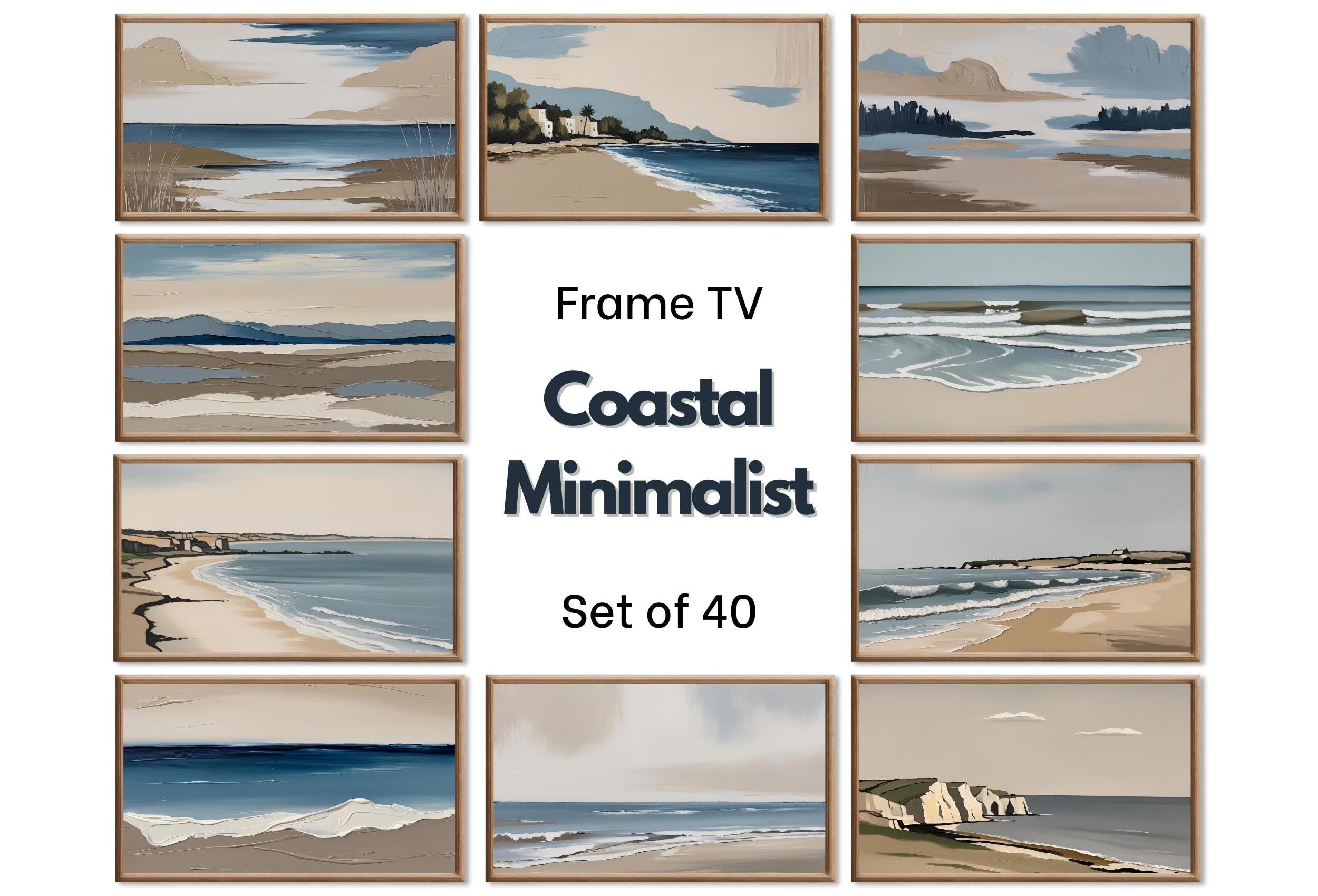 Minimalist Coastal Frame TV Art Set – Beachy Wall Art for Samsung Frame TV, Neutral Wall Decor, Coastal Artwork, Modern TV Art Download