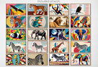 Mid Century Modern Jungle Wall Art for Samsung Frame TV – Animal Tv Art Bundle of 40 – Tiger, Monkey, Lion, Panther, Elephant, Snake Artwork