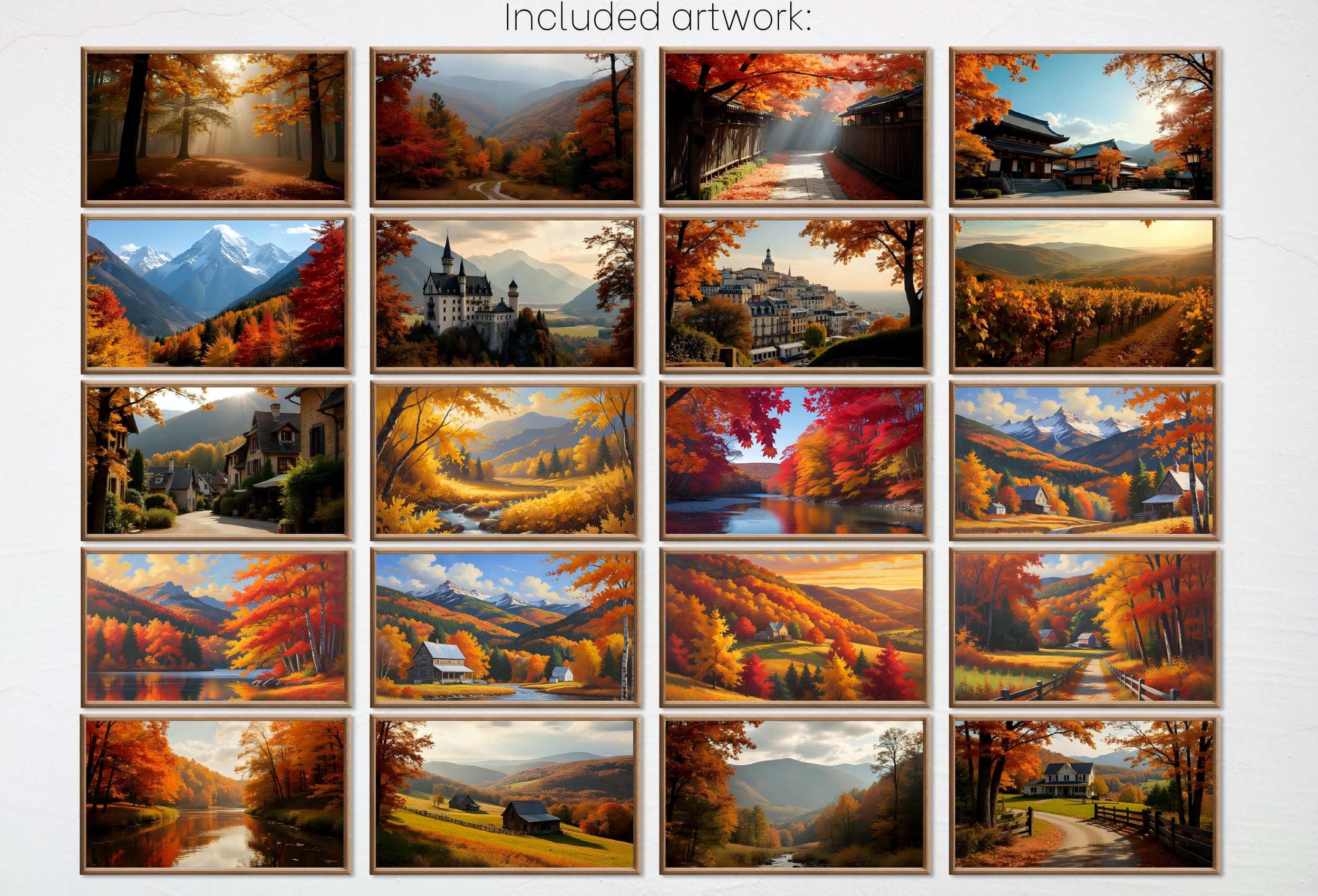 Frame TV Art Fall Landscape Painting Collection | Autumn Decor - 40 Fall Artworks for Samsung Frame TV | Landscape Art Set 3/3