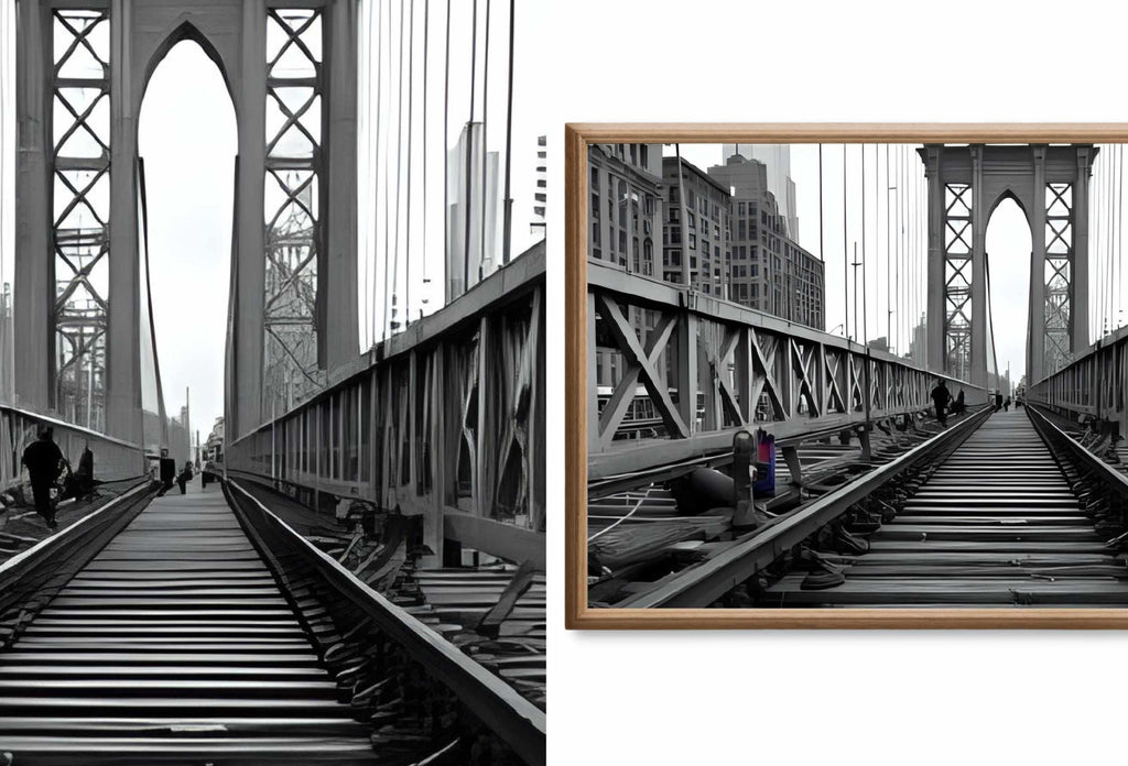 Black and White New York Wall Art for Samsung Frame TV | NYC Skyline, Brooklyn Urban Gallery Wall Set | Contemporary Modern Minimalist Art